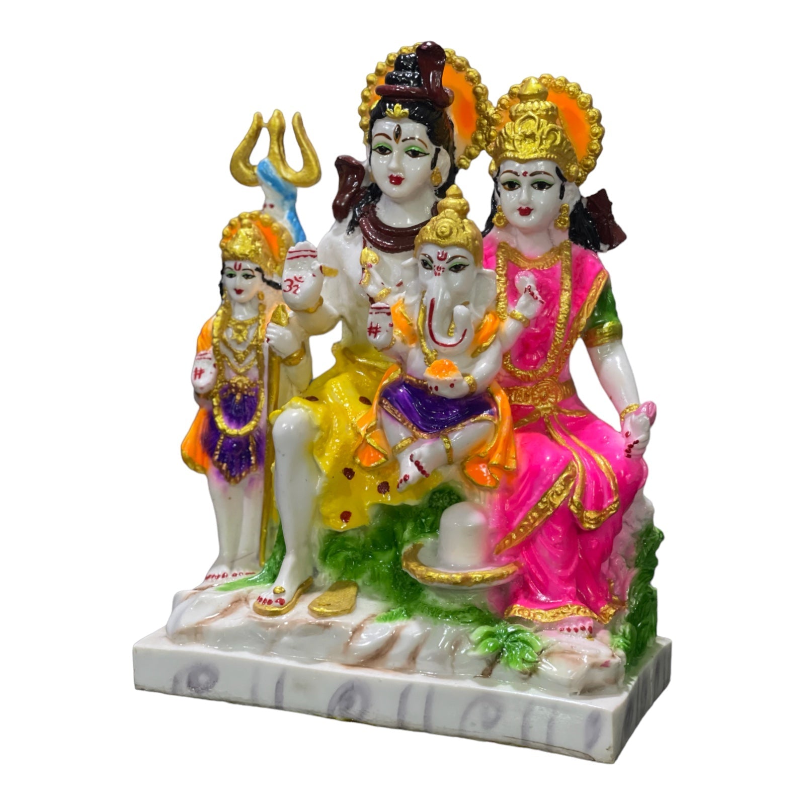 Shiv Parvati Ganesh Kartikey Shiv Parivar Colourful Marble Look Shiv Parivar H 26.5 CM
