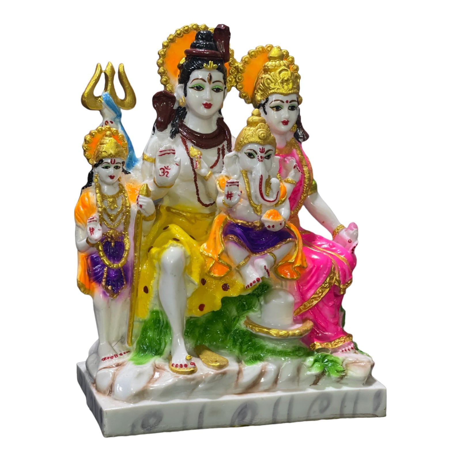 Shiv Parvati Ganesh Kartikey Shiv Parivar Colourful Marble Look Shiv Parivar H 26.5 CM