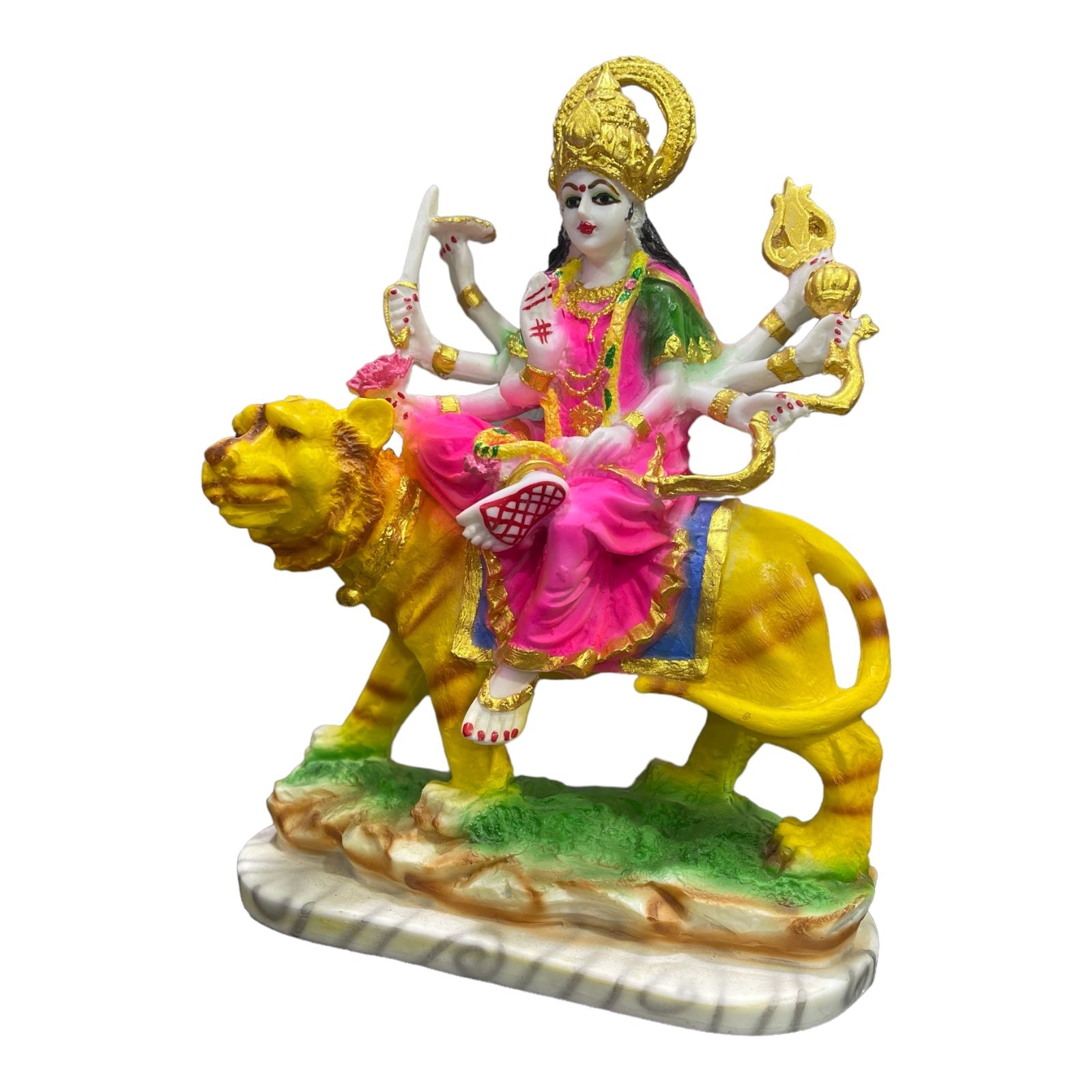 cutNcurve Ma Sherawali Jagdambe Durga Ji Idol Marble Look Murti H 31 cm