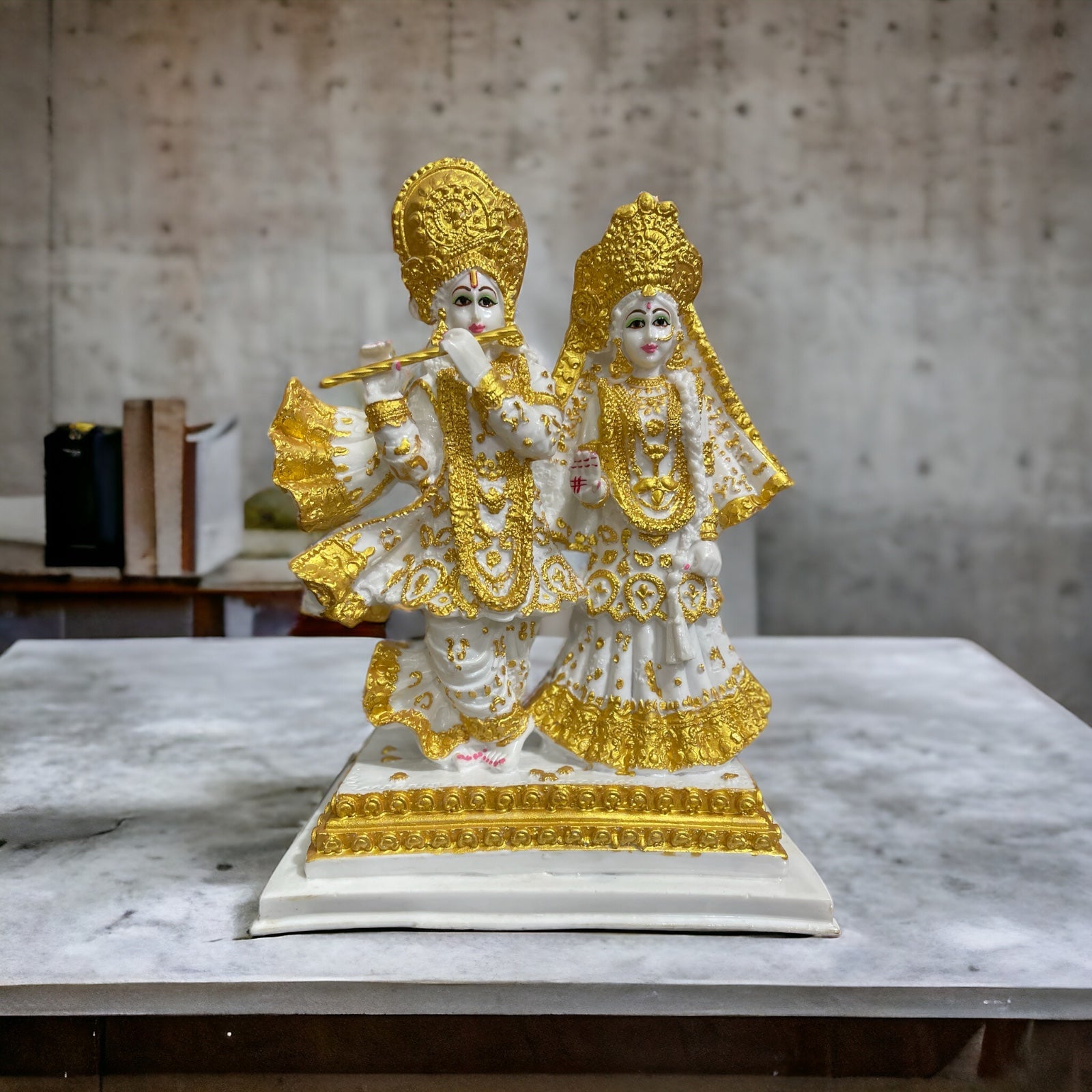 Iskon Radha Krishan Murti Marble Idol Statue Sculpture H- 32 cm