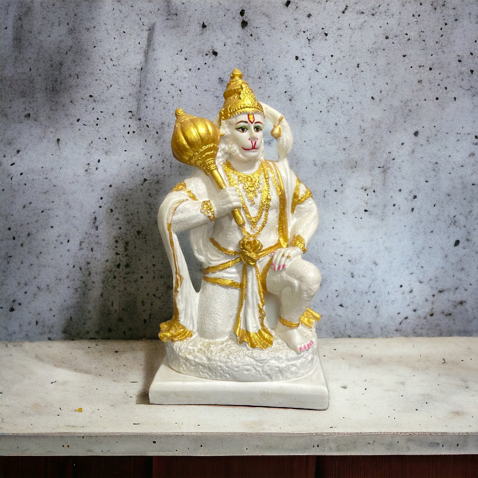 Sitting Lord Hanuman Marble Statue , Bajrang Bali – H 21 cm