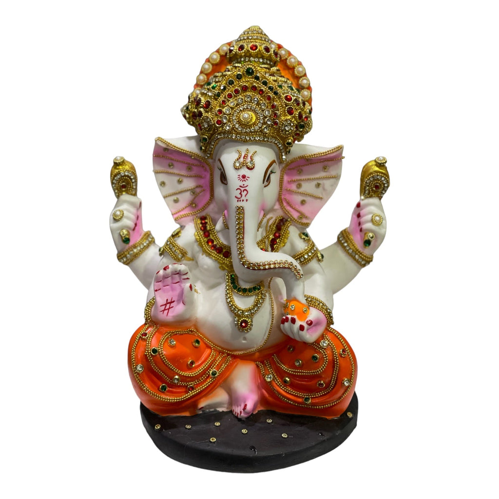 Mukut Ganesha Red Dhoti Murti Ganpati Statue Best Gift For Inauguration H- 31 cm