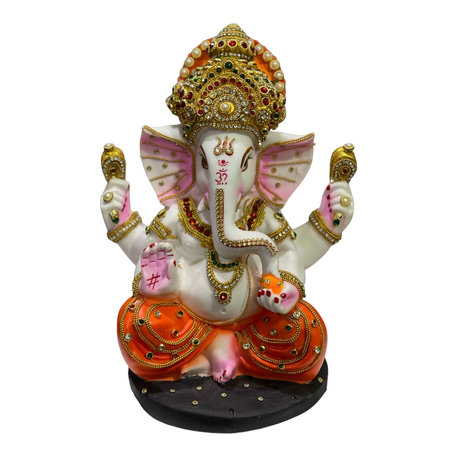 Mukut Ganesha Red Dhoti Murti Ganpati Statue Best Gift For Inauguration H- 31 cm