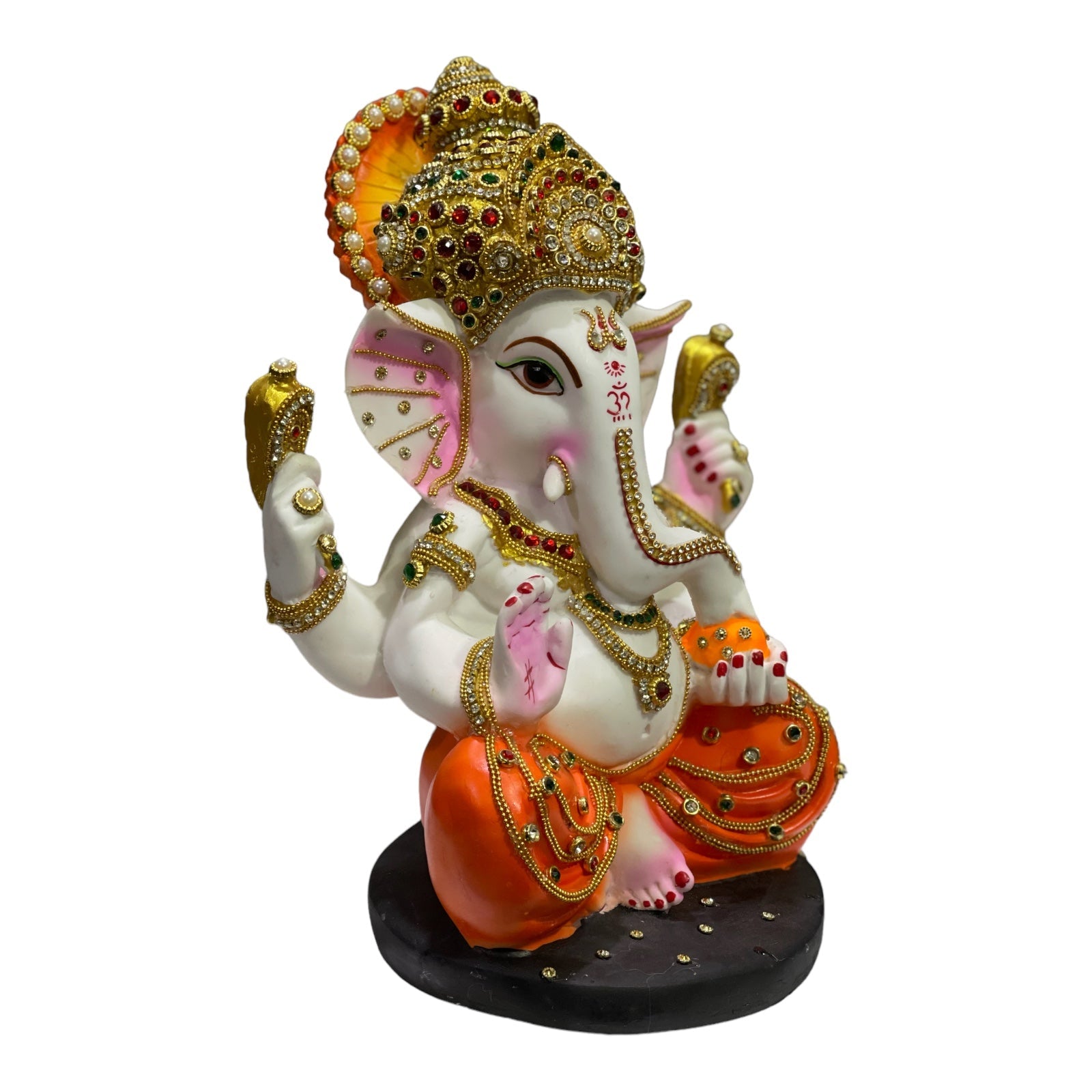 Mukut Ganesha Red Dhoti Murti Ganpati Statue Best Gift For Inauguration H- 31 cm