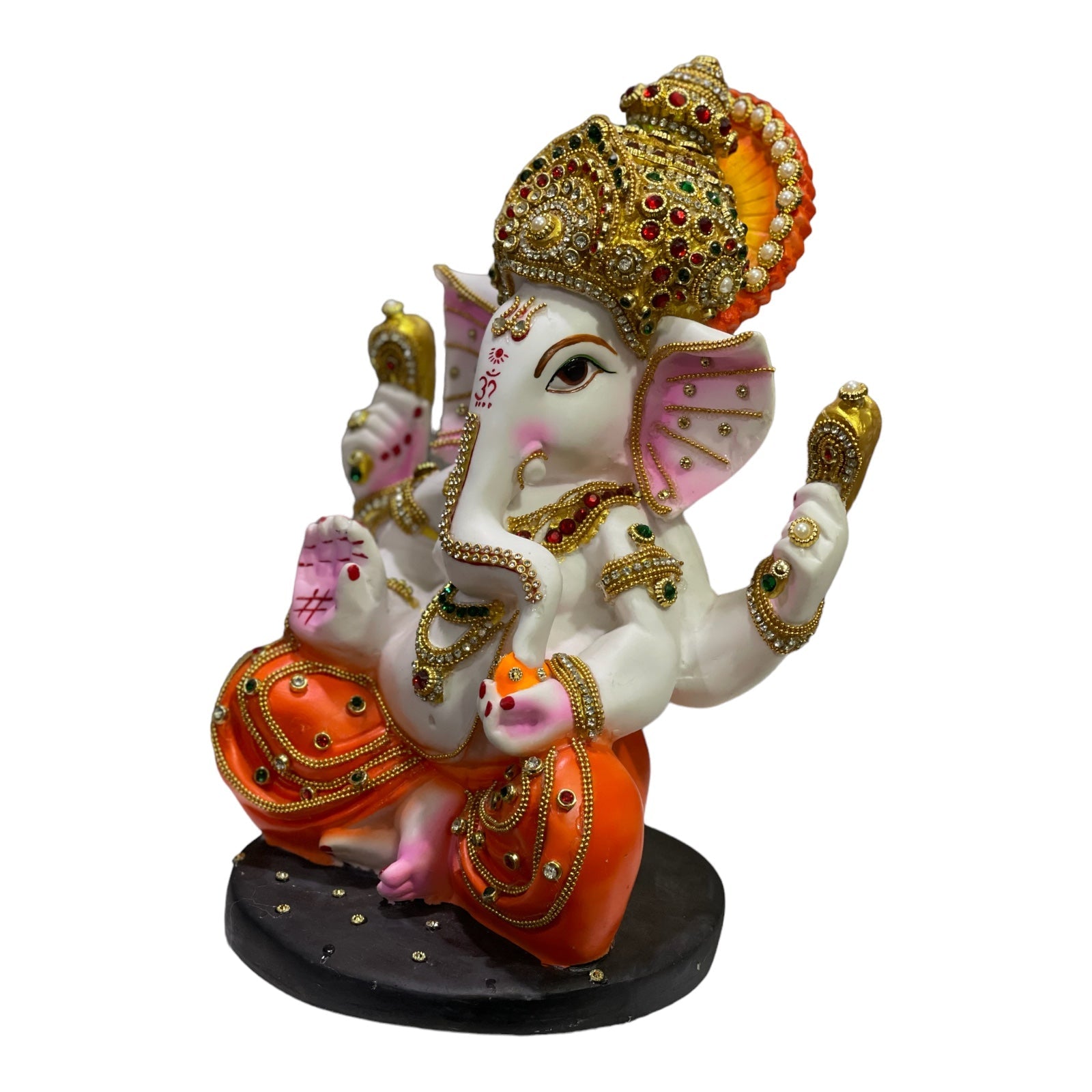 Mukut Ganesha Red Dhoti Murti Ganpati Statue Best Gift For Inauguration H- 31 cm