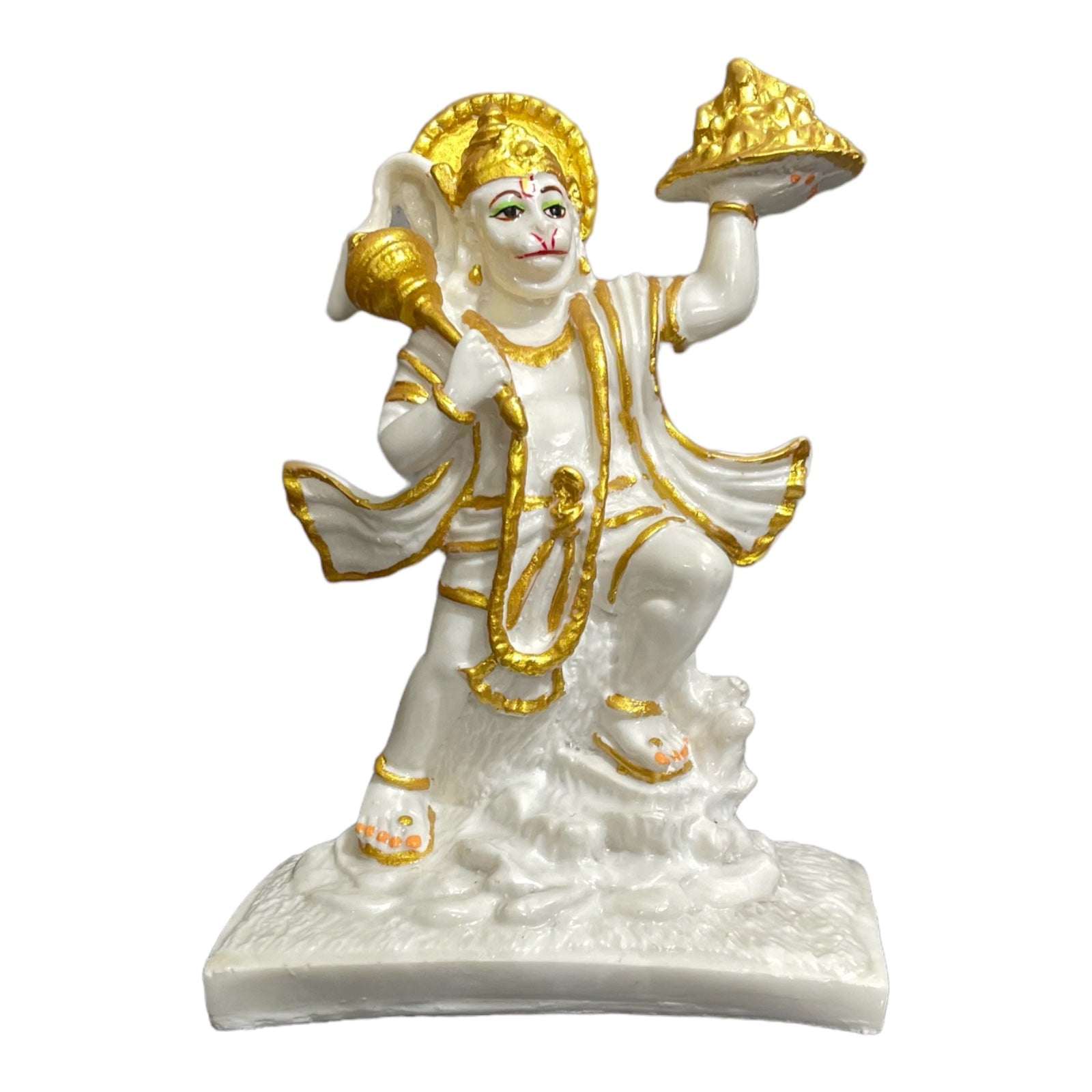 Hanuman With Parvat Marble Idol ,H- 21.5 cm