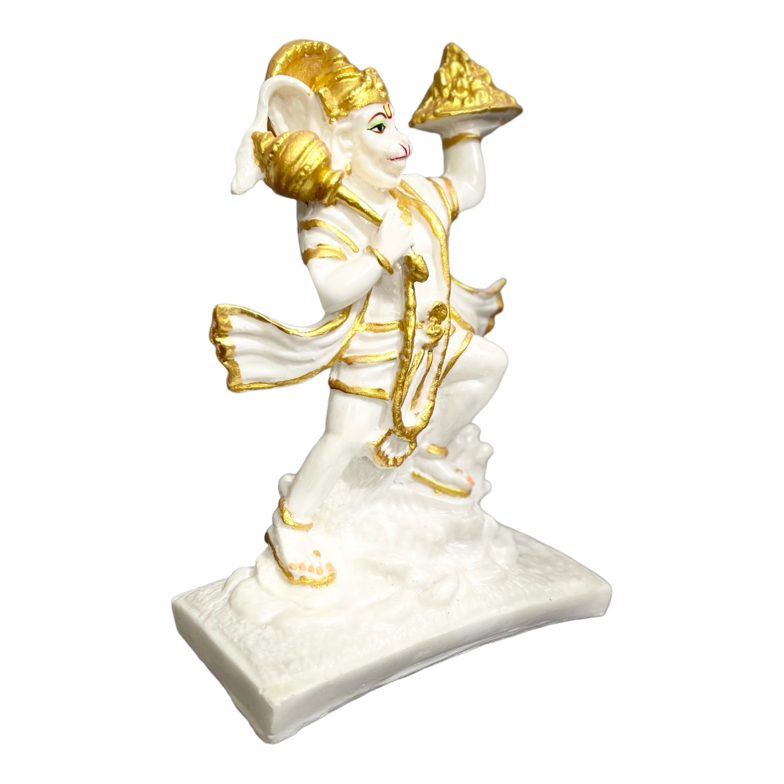Hanuman With Parvat Marble Idol ,H- 21.5 cm