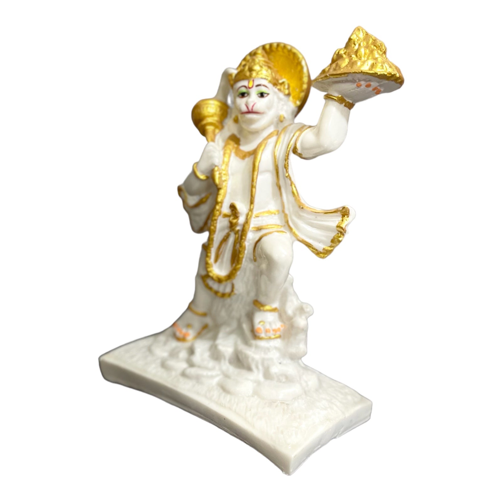 Hanuman With Parvat Marble Idol ,H- 21.5 cm