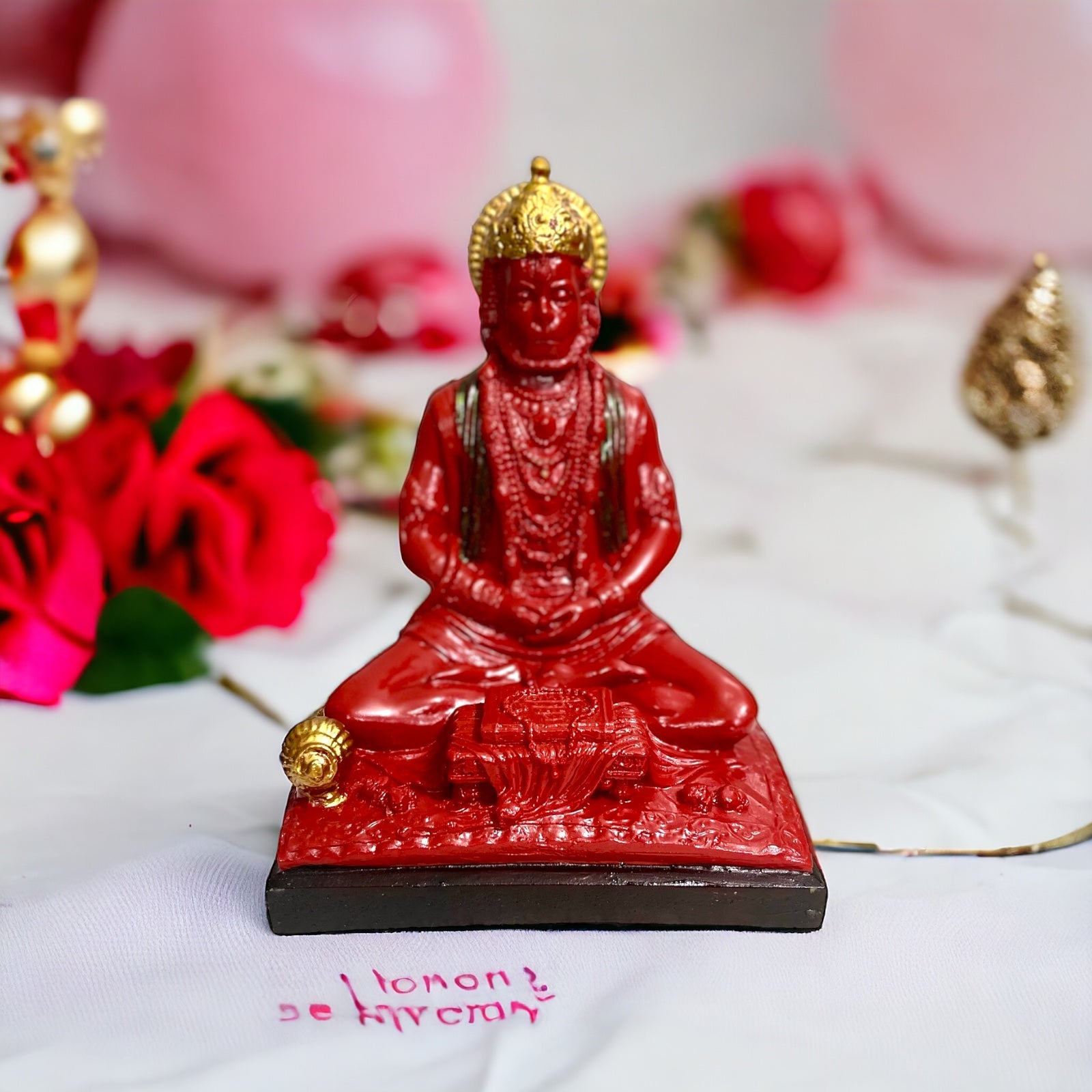 Samadhi Hanuman Sinduri Idol, Meditating Hanuman , H-20 cm