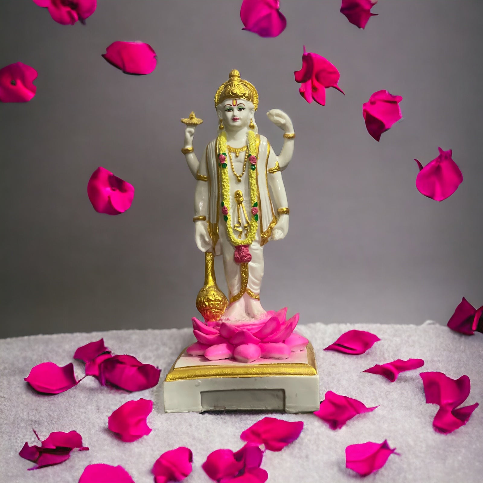 Lord Narayana Standing Vishnu Narayana Marble Look Idol Narayana Murtie H 22 cm