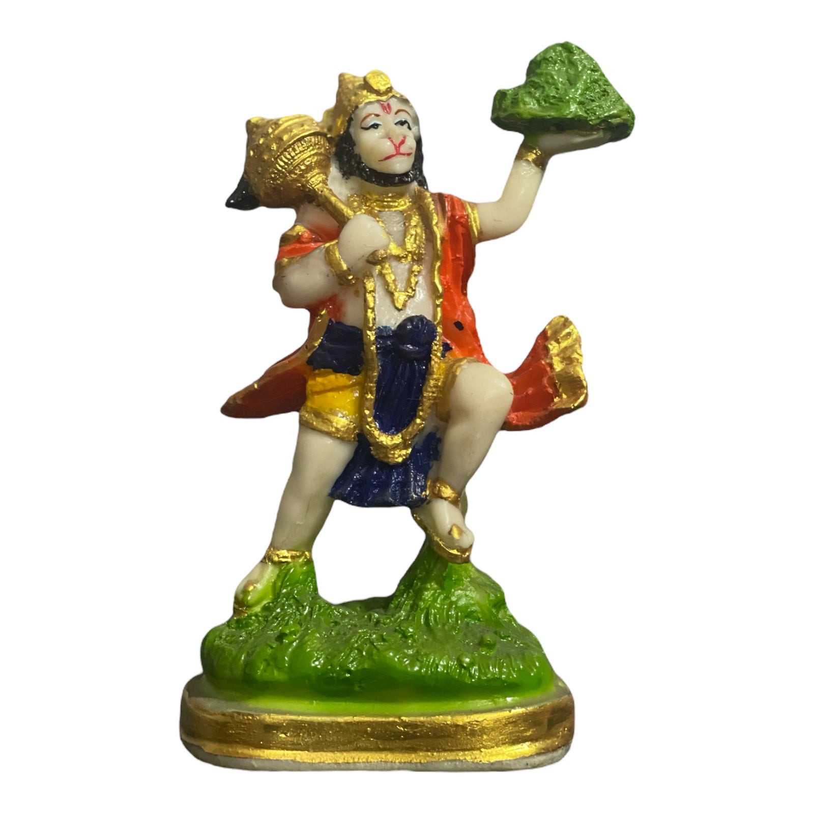Lord Hanuman Pavansut Hanuman Parvat Marble Look Idol, H-15 cm