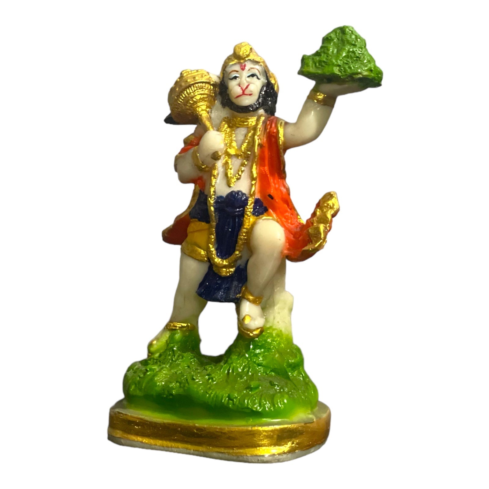 Lord Hanuman Pavansut Hanuman Parvat Marble Look Idol, H-15 cm