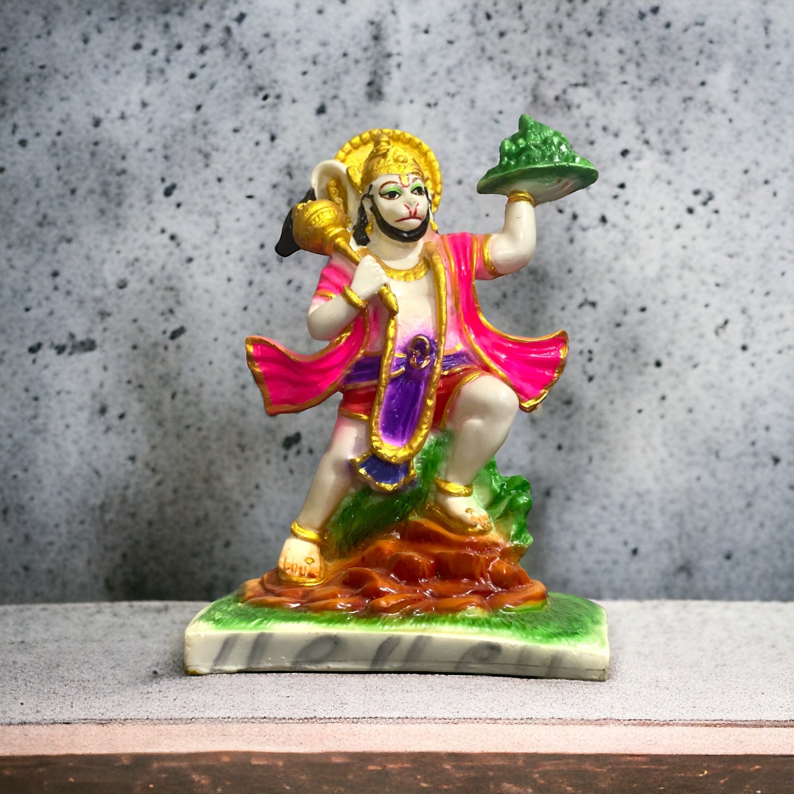 Hanuman With Parvat Marble Idol ,H- 21.5 cm