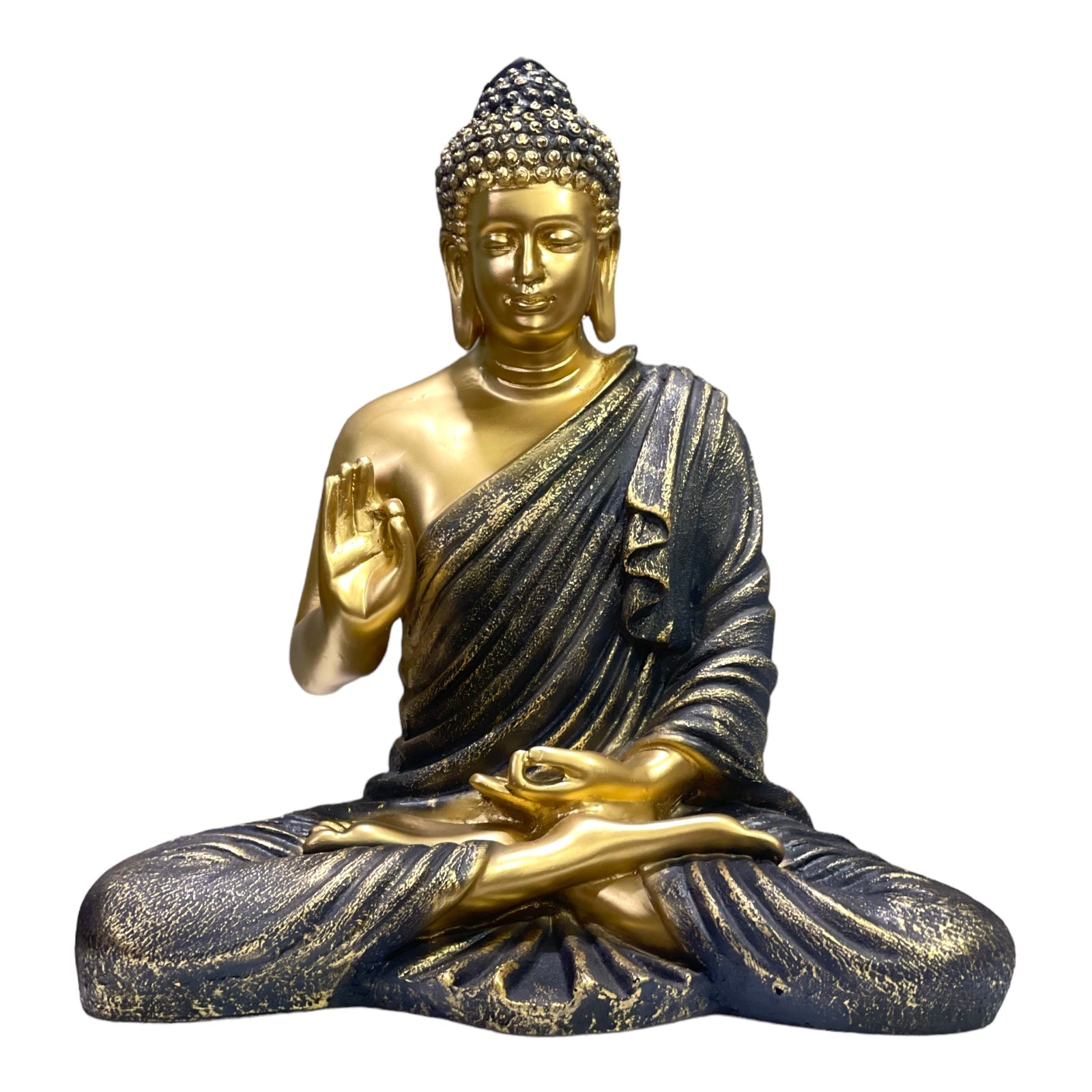 Buddha Idol Large Meditating Black Golden Buddha Statue Height 55 CM