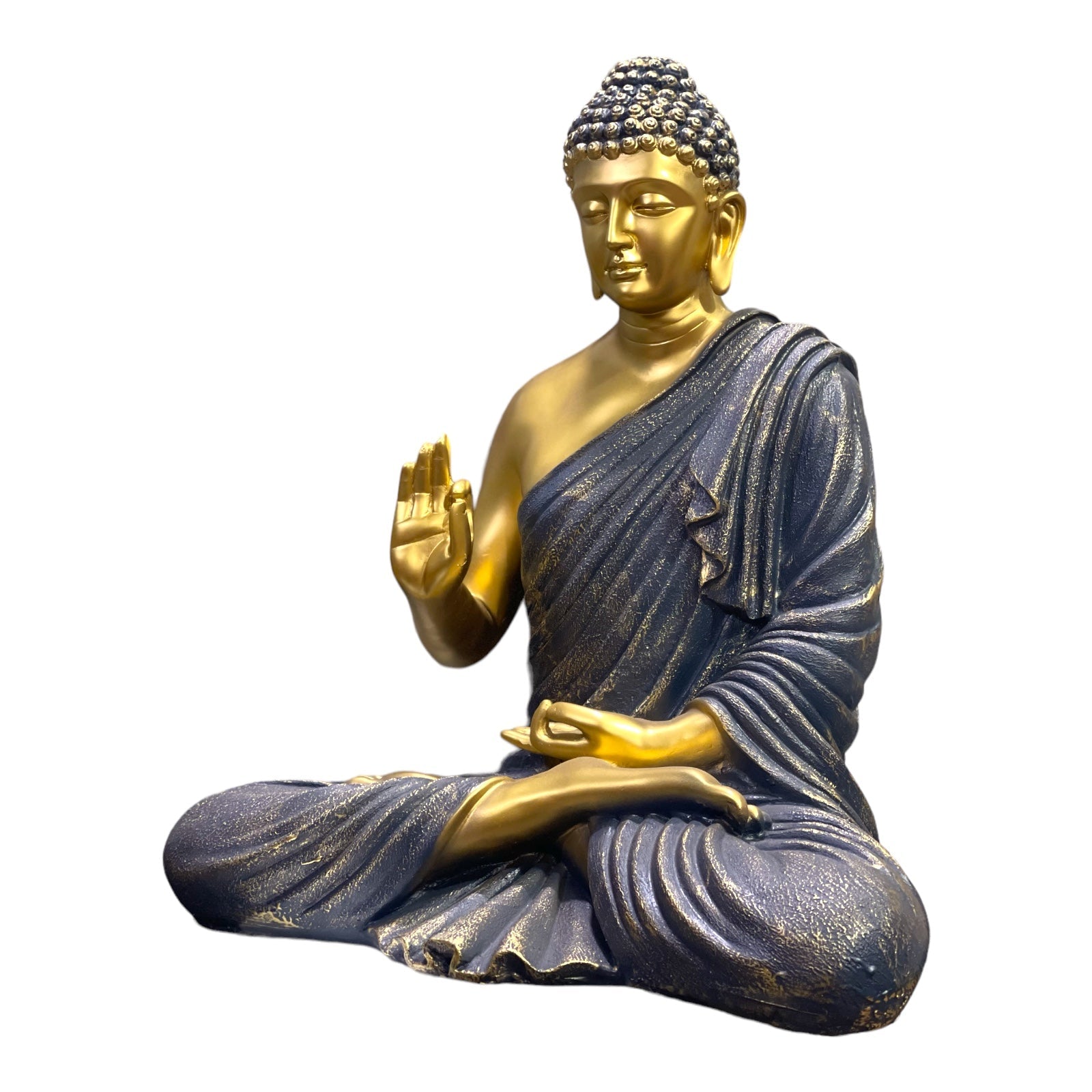Buddha Idol Large Meditating Black Golden Buddha Statue Height 55 CM