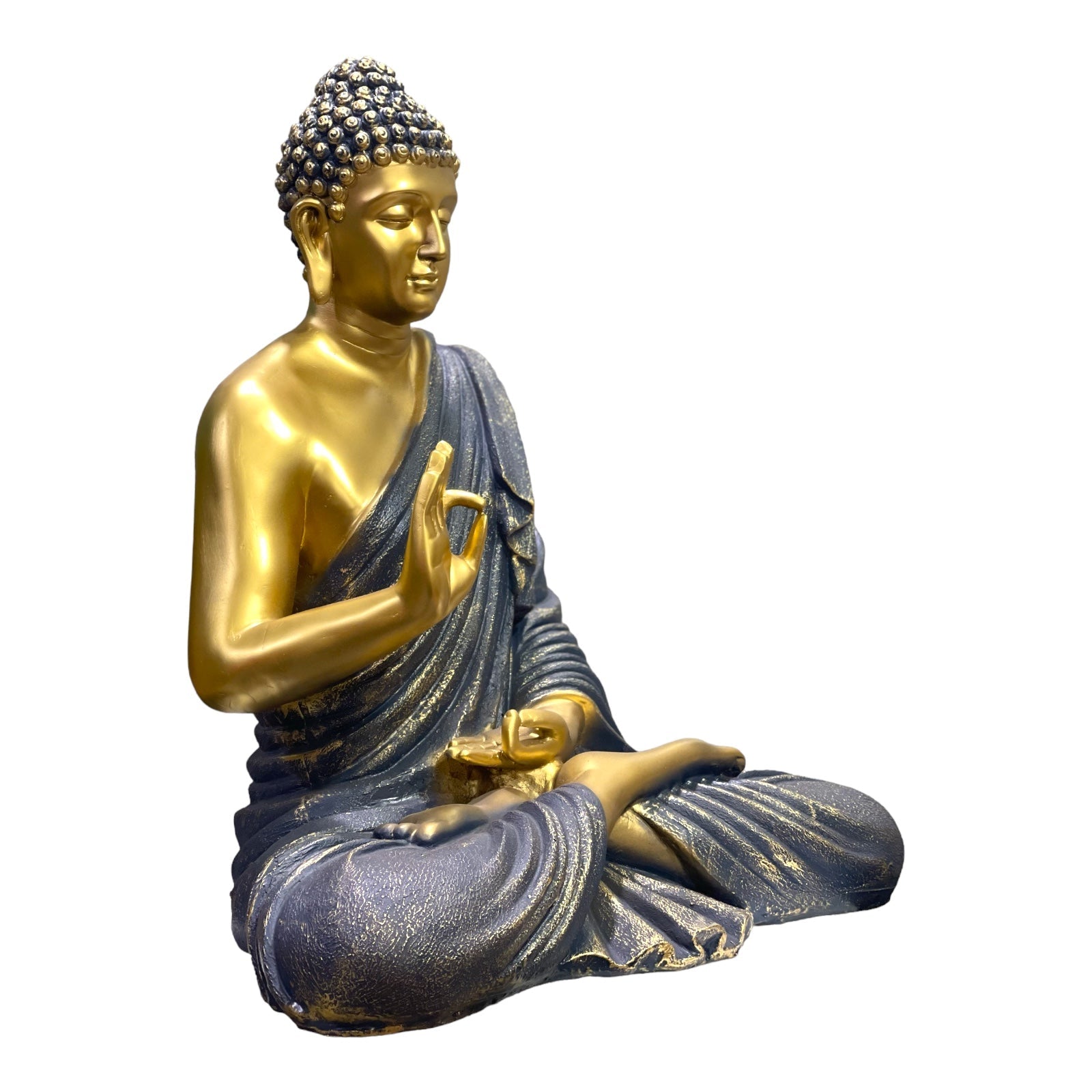 Buddha Idol Large Meditating Black Golden Buddha Statue Height 55 CM
