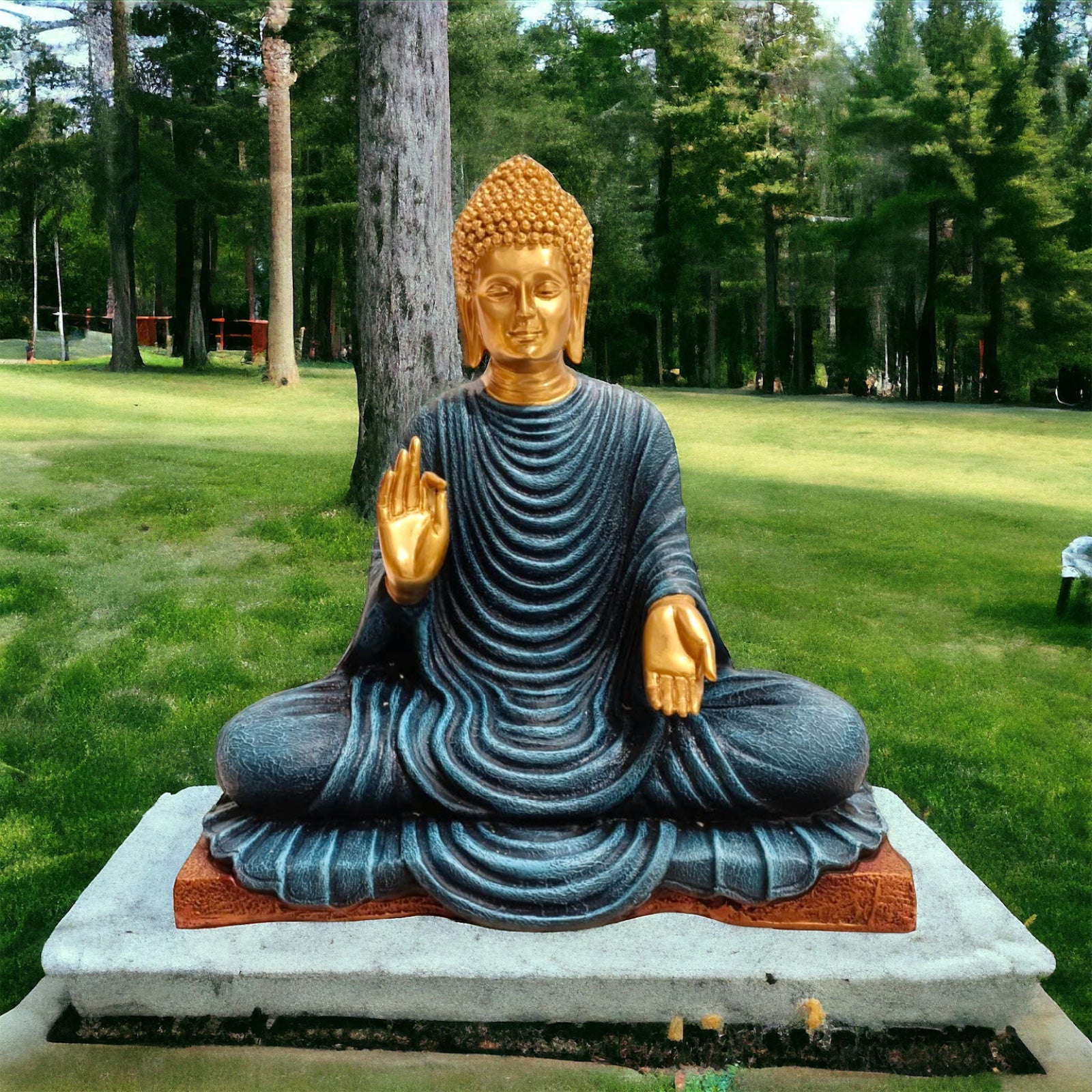 Meditating Lord Buddha Statue Murti Sculpture H- 37.5 cm