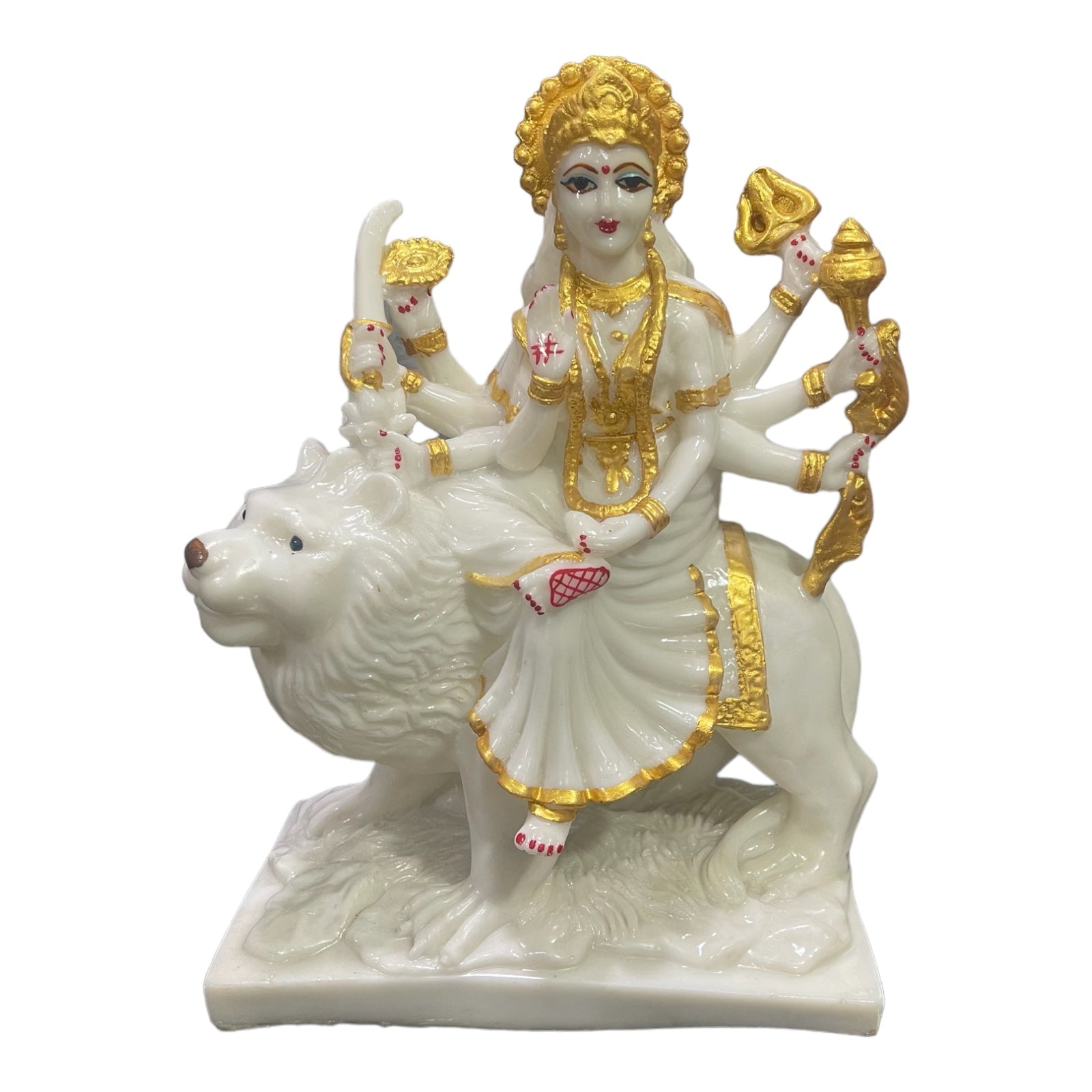 cutNcurve Ma Sherawali Marble Idol Durga Ji,H-27cm