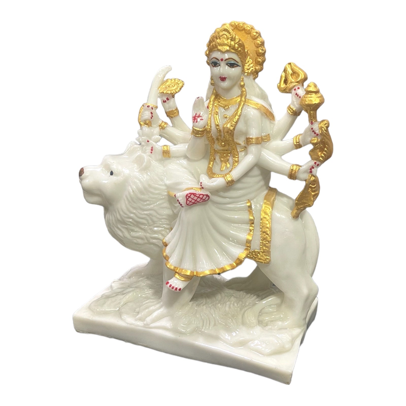 cutNcurve Ma Sherawali Marble Idol Durga Ji,H-27cm