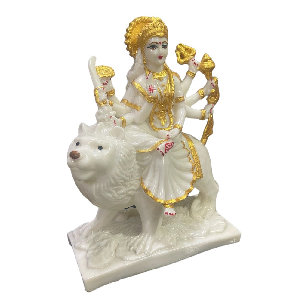 cutNcurve Ma Sherawali Marble Idol Durga Ji,H-27cm