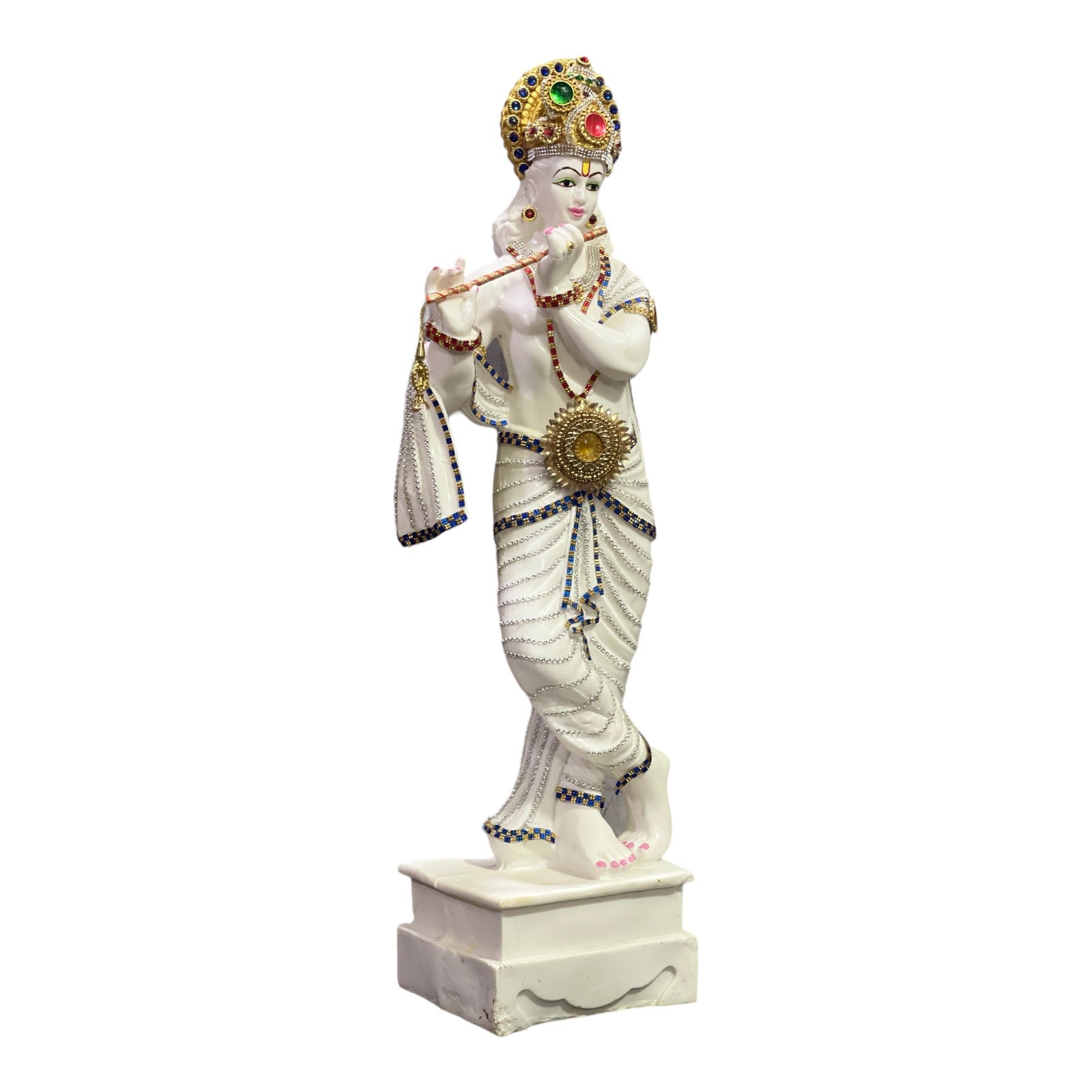 Standing Krishna with Bansuri Decorative Look Marble, Height-63 CM