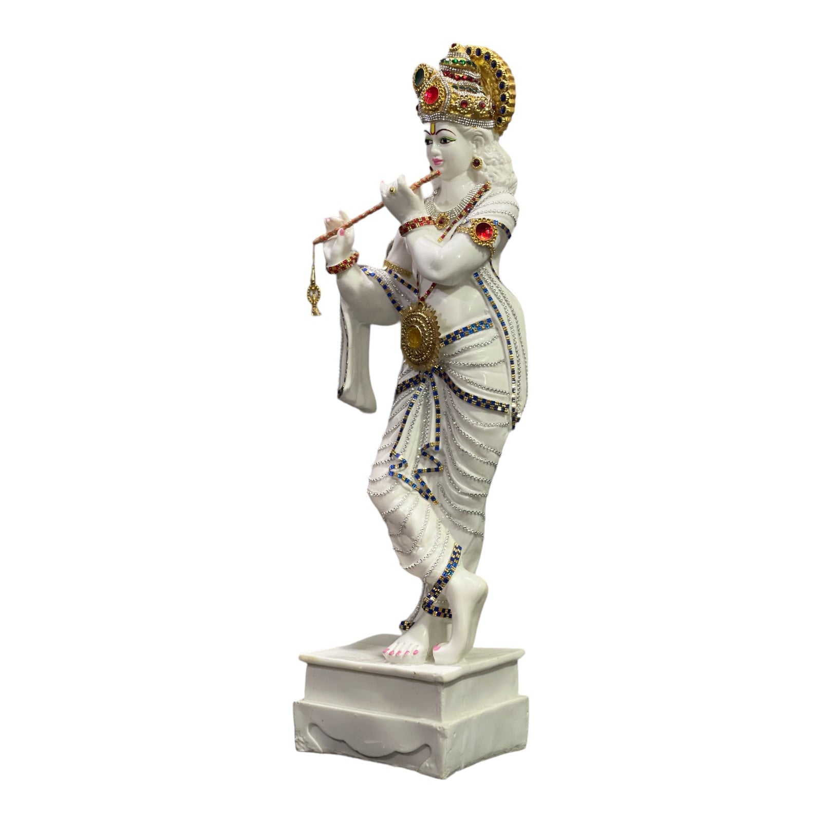 Standing Krishna with Bansuri Decorative Look Marble, Height-63 CM