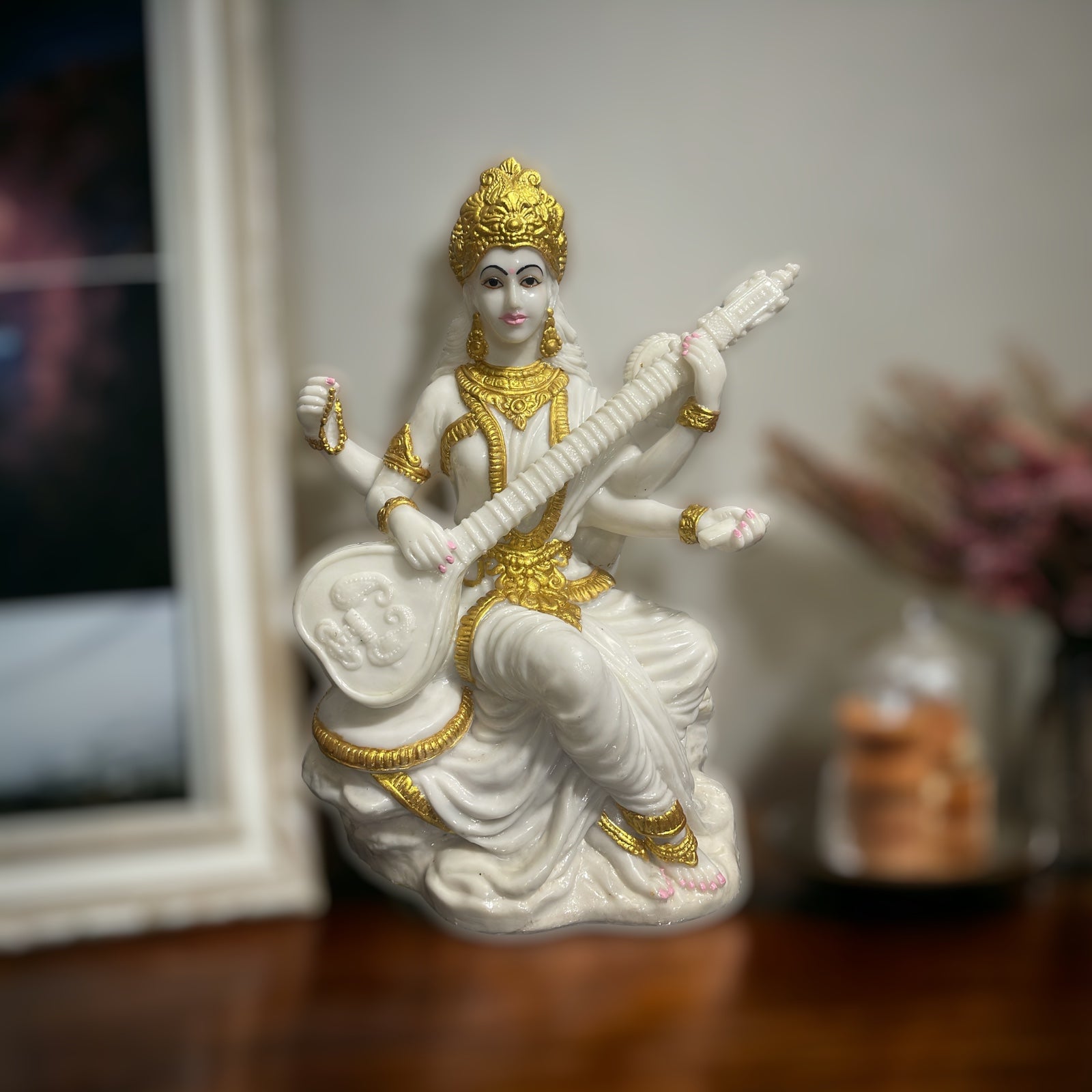 Ma Saraswati Idol Marble Look Murti Best for Institutions H- 53 CM