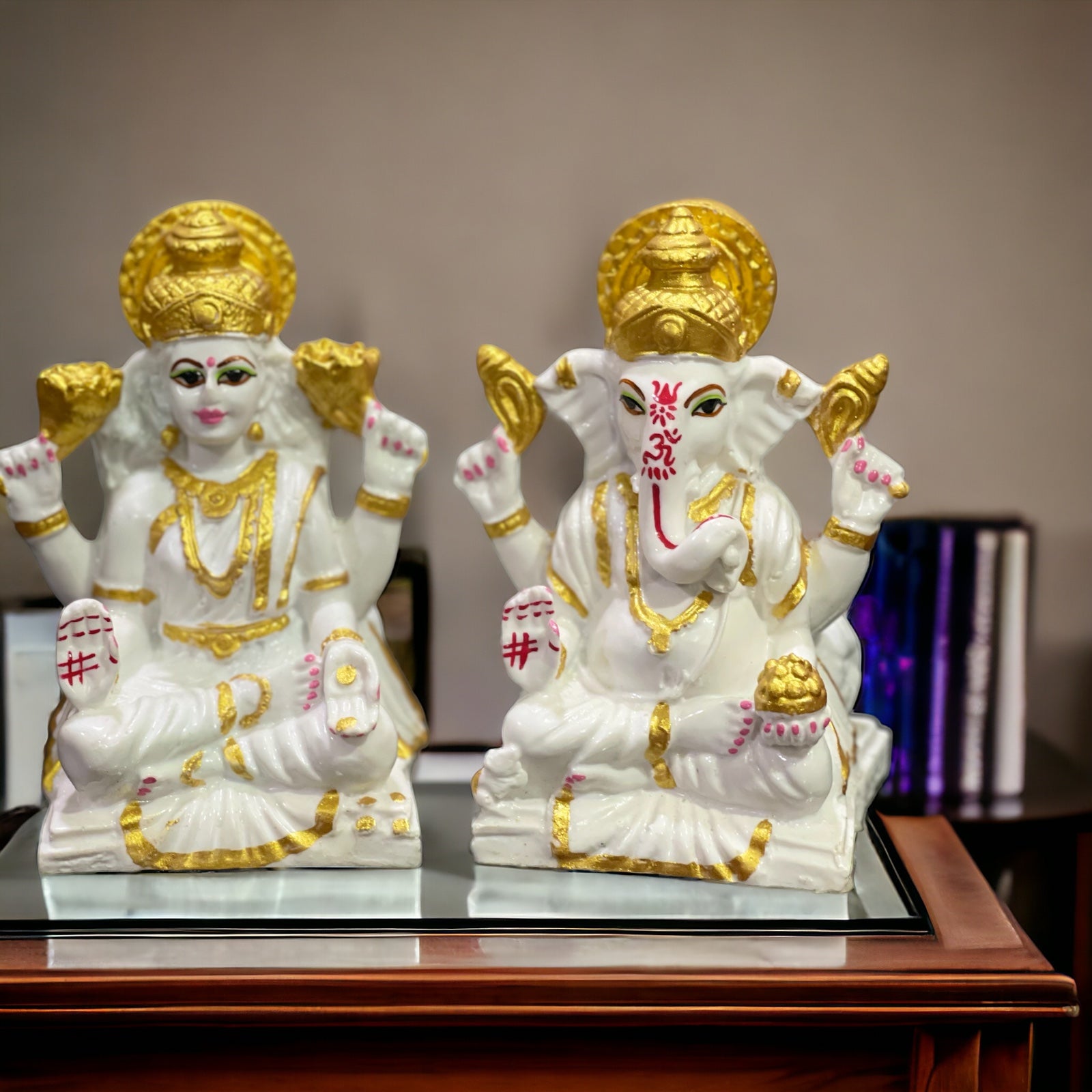 Laxmi Ganesh Idol for Home Decor Mandir Table Desktop Lakshmi Ganesha Murti H – 14 cm