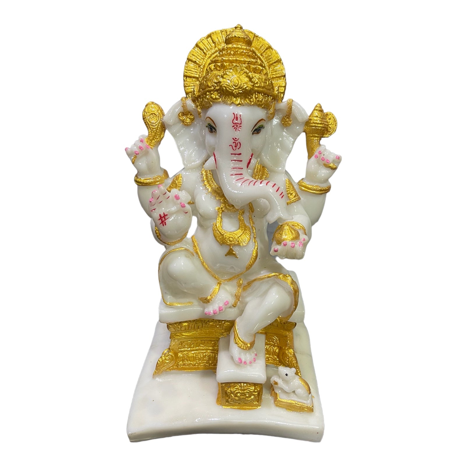 Gajanan Ganpati Bappa Murti White Marble Look Idol Gift for Grah Pravesh H-30 cm