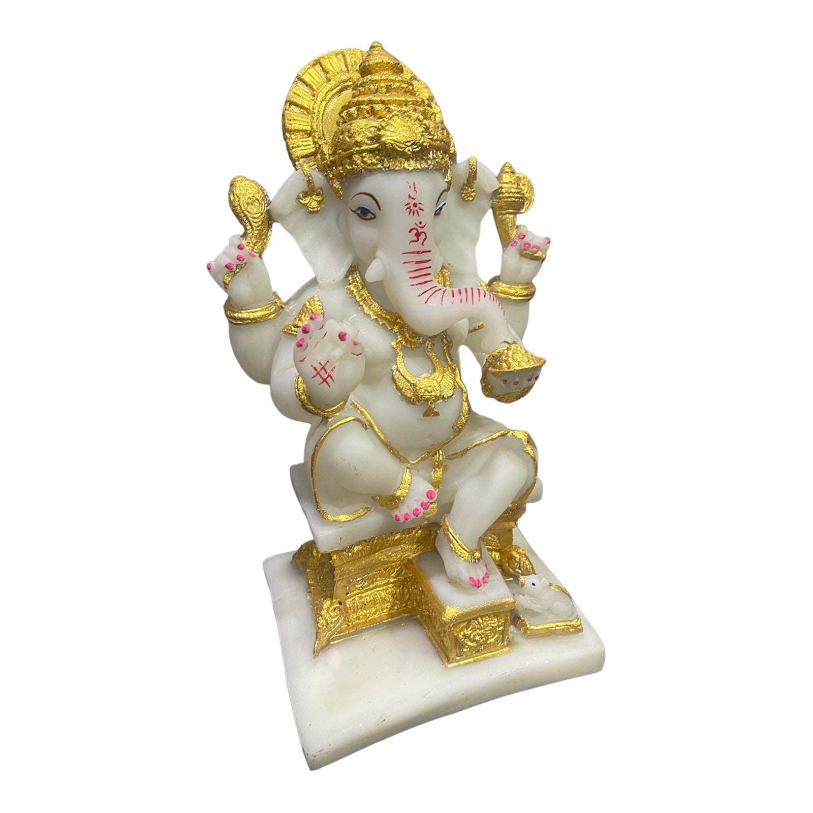Gajanan Ganpati Bappa Murti White Marble Look Idol Gift for Grah Pravesh H-30 cm