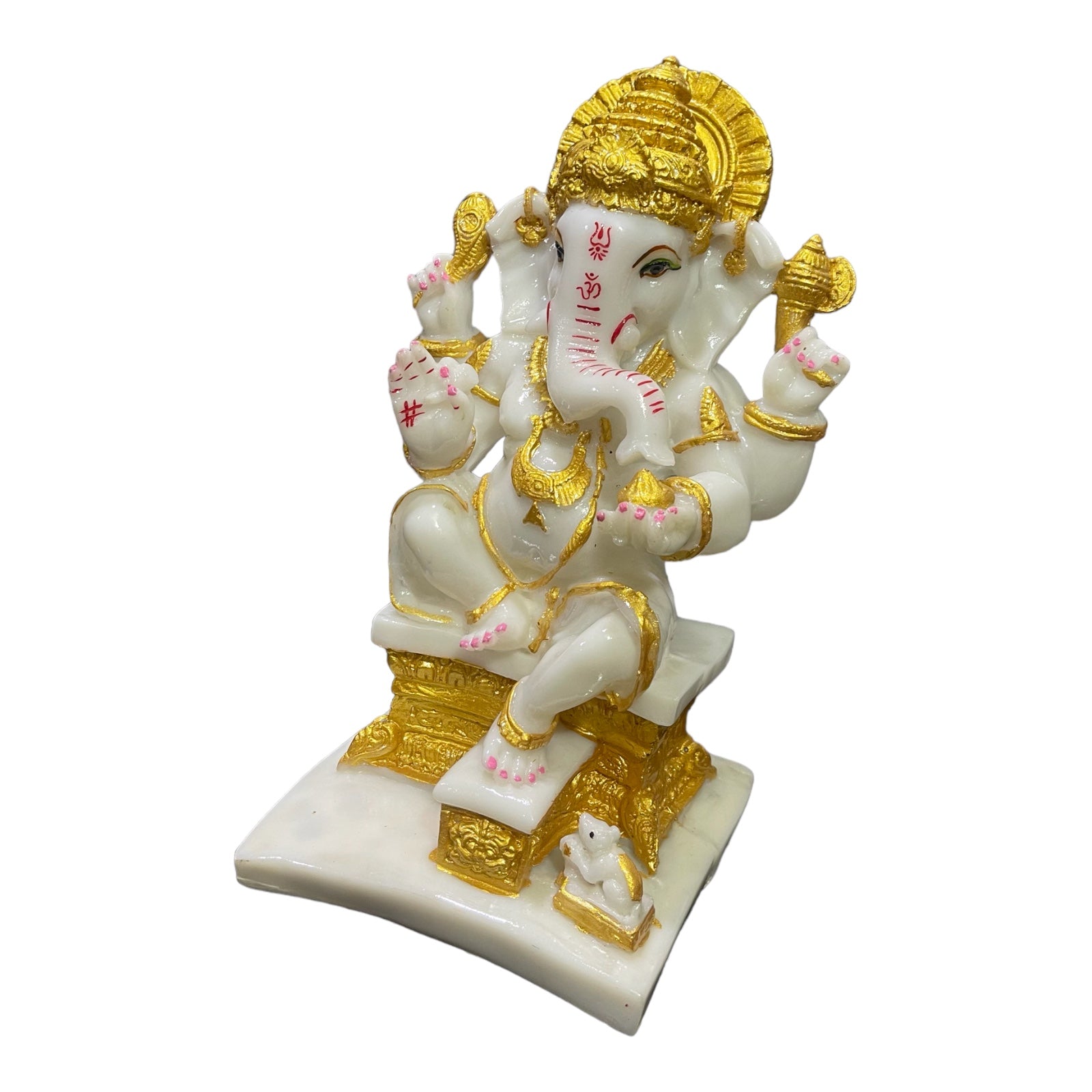 Gajanan Ganpati Bappa Murti White Marble Look Idol Gift for Grah Pravesh H-30 cm