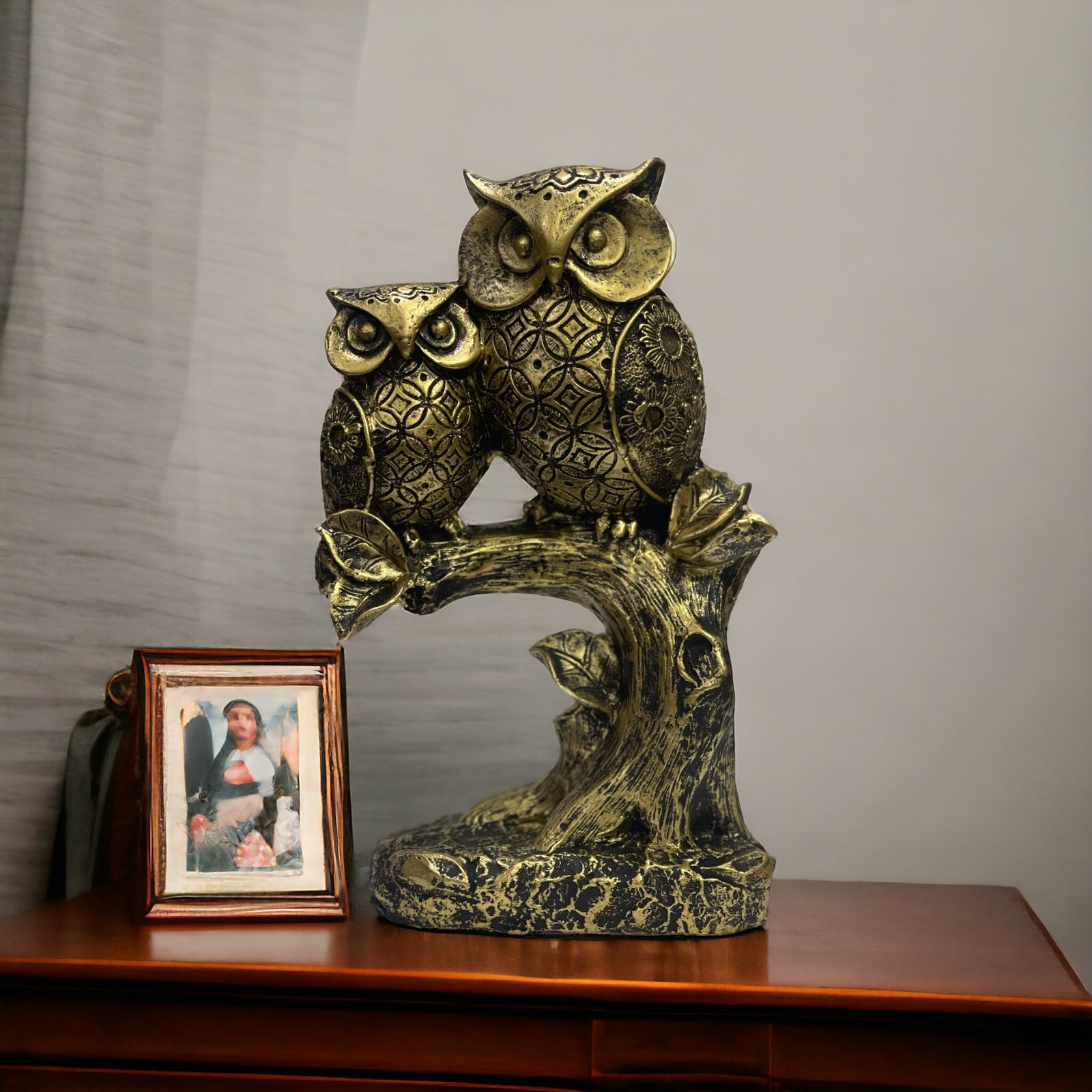 Owl Statue, Idol, Figurine, Showpiece for Money, Wealth, Good-Luck & Wisdom H- 26 cm