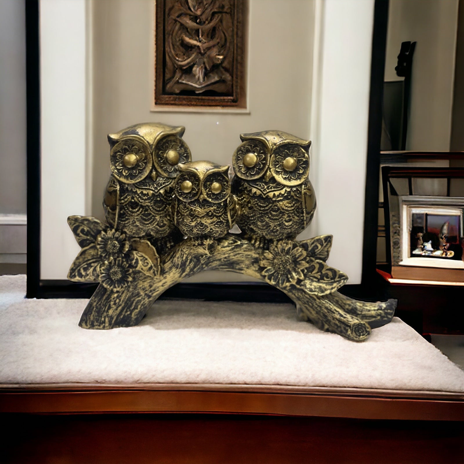 Owl Statue, Idol, Figurine, Showpiece for Money, Wealth, Good-Luck & Wisdom H- 15 cm