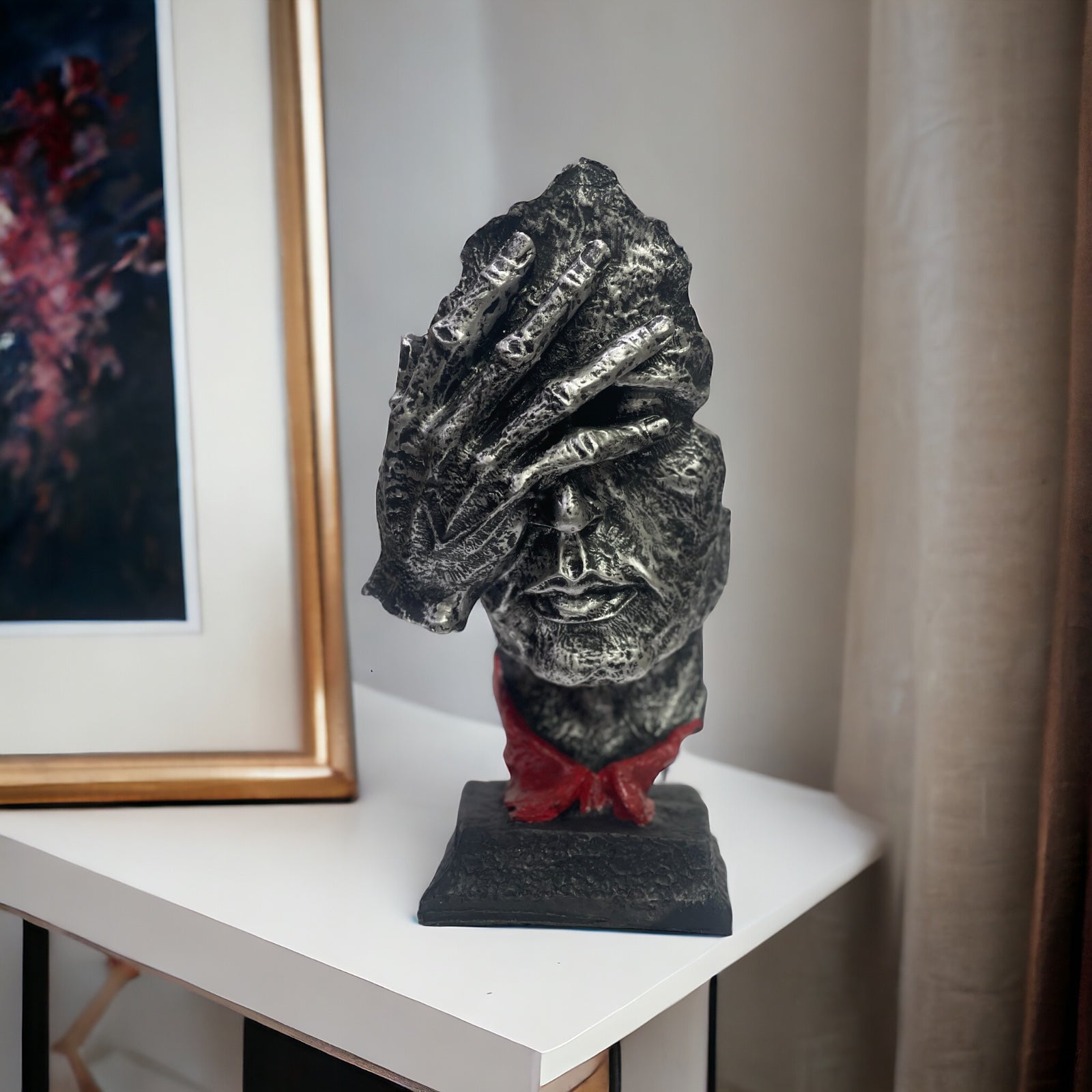 Abstract The Thinker Statue Keep Silence Statue for Home Decor H- 27 cm