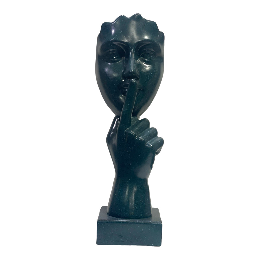 Abstract Instructing Silence Finger on Woman Face Statue Table Ascent H 35 cm