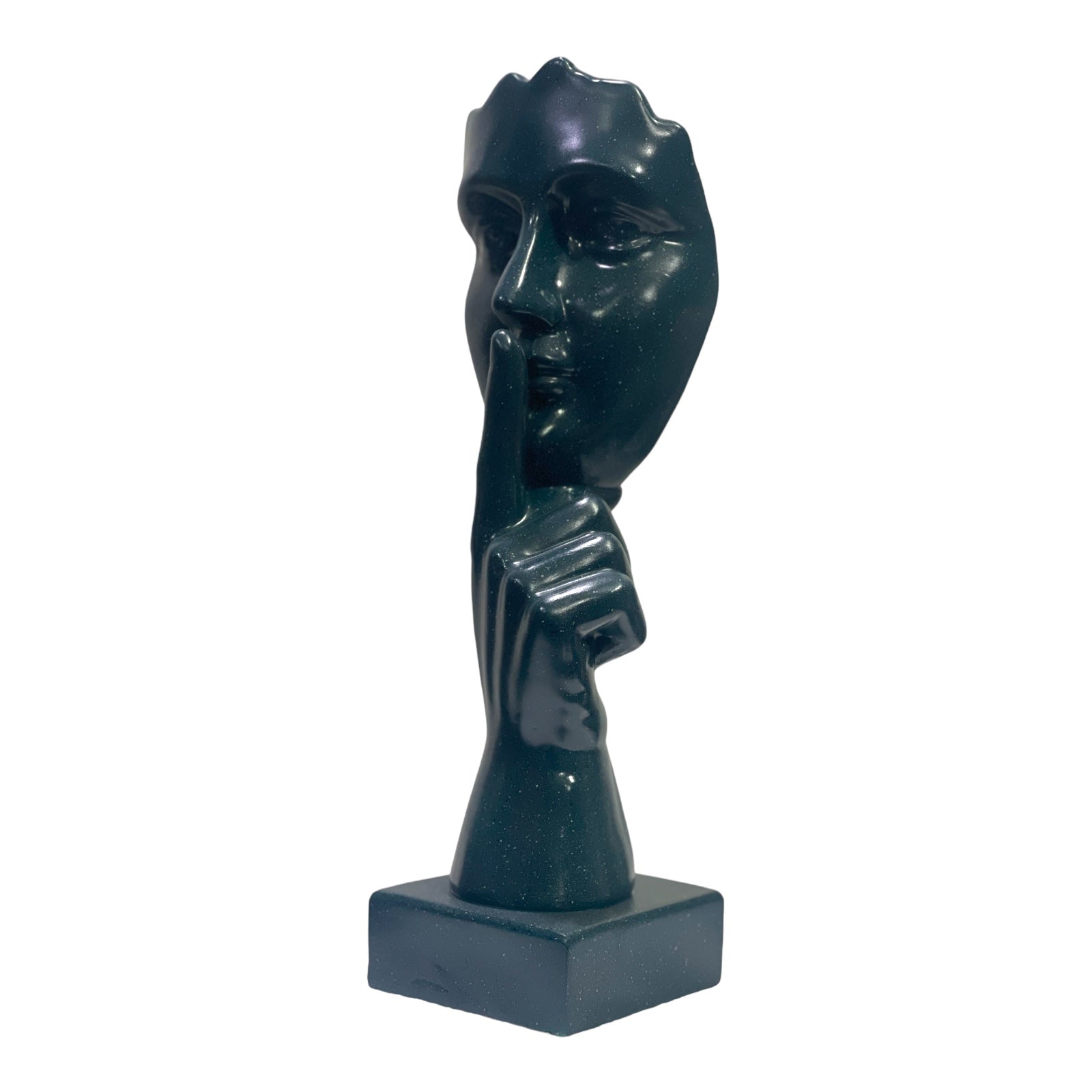 Abstract Instructing Silence Finger on Woman Face Statue Table Ascent H 35 cm