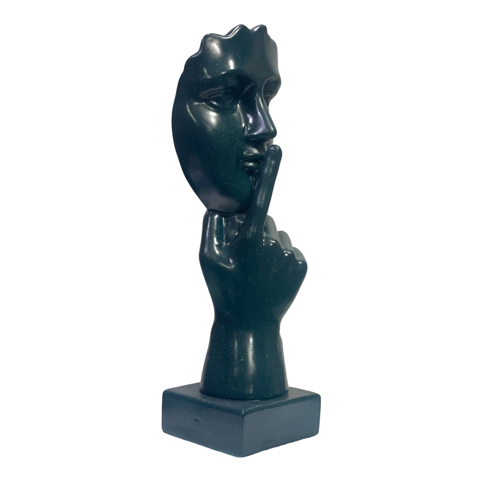 Abstract Instructing Silence Finger on Woman Face Statue Table Ascent H 35 cm