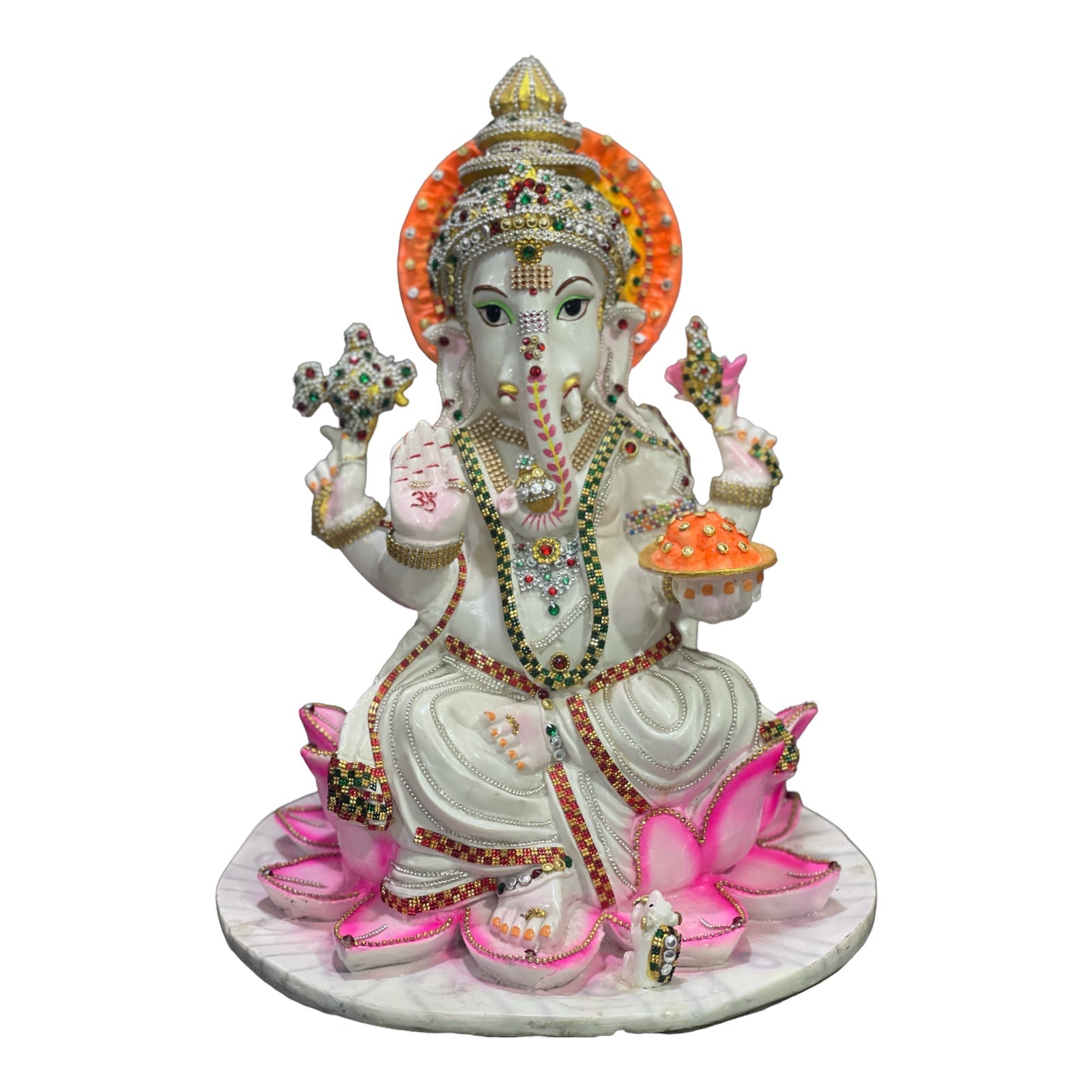 Kamal Ganesha White Marble Look Ganesha Idol decorative Zaircon, Murti H – 47.5 cm