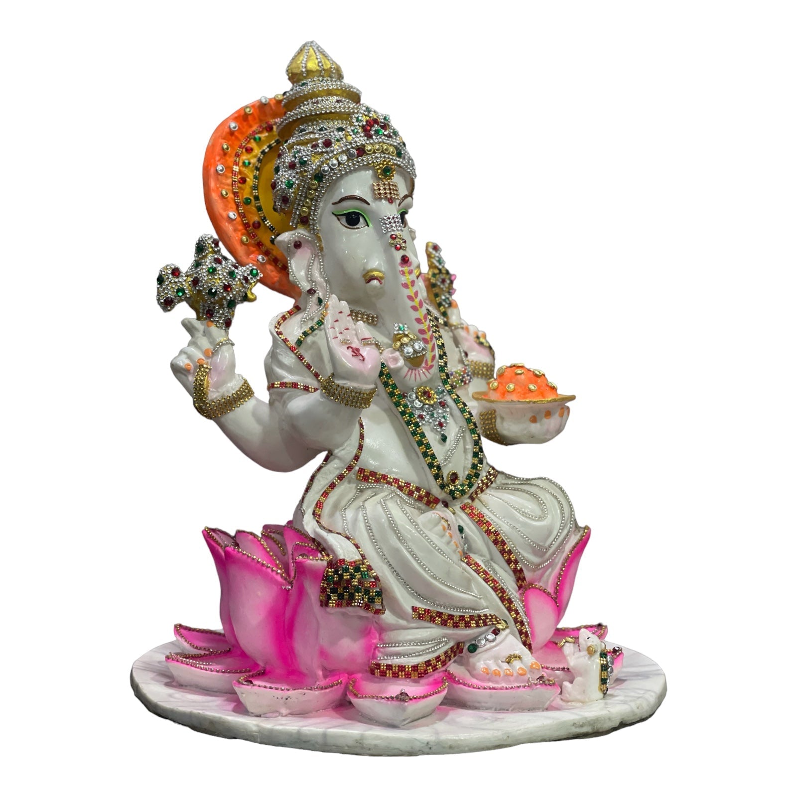 Kamal Ganesha White Marble Look Ganesha Idol decorative Zaircon, Murti H – 47.5 cm