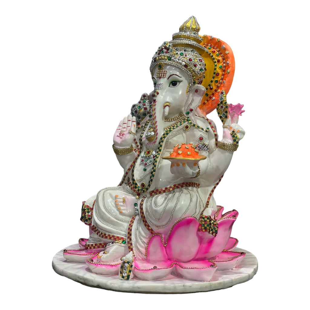 Kamal Ganesha White Marble Look Ganesha Idol decorative Zaircon, Murti H – 47.5 cm