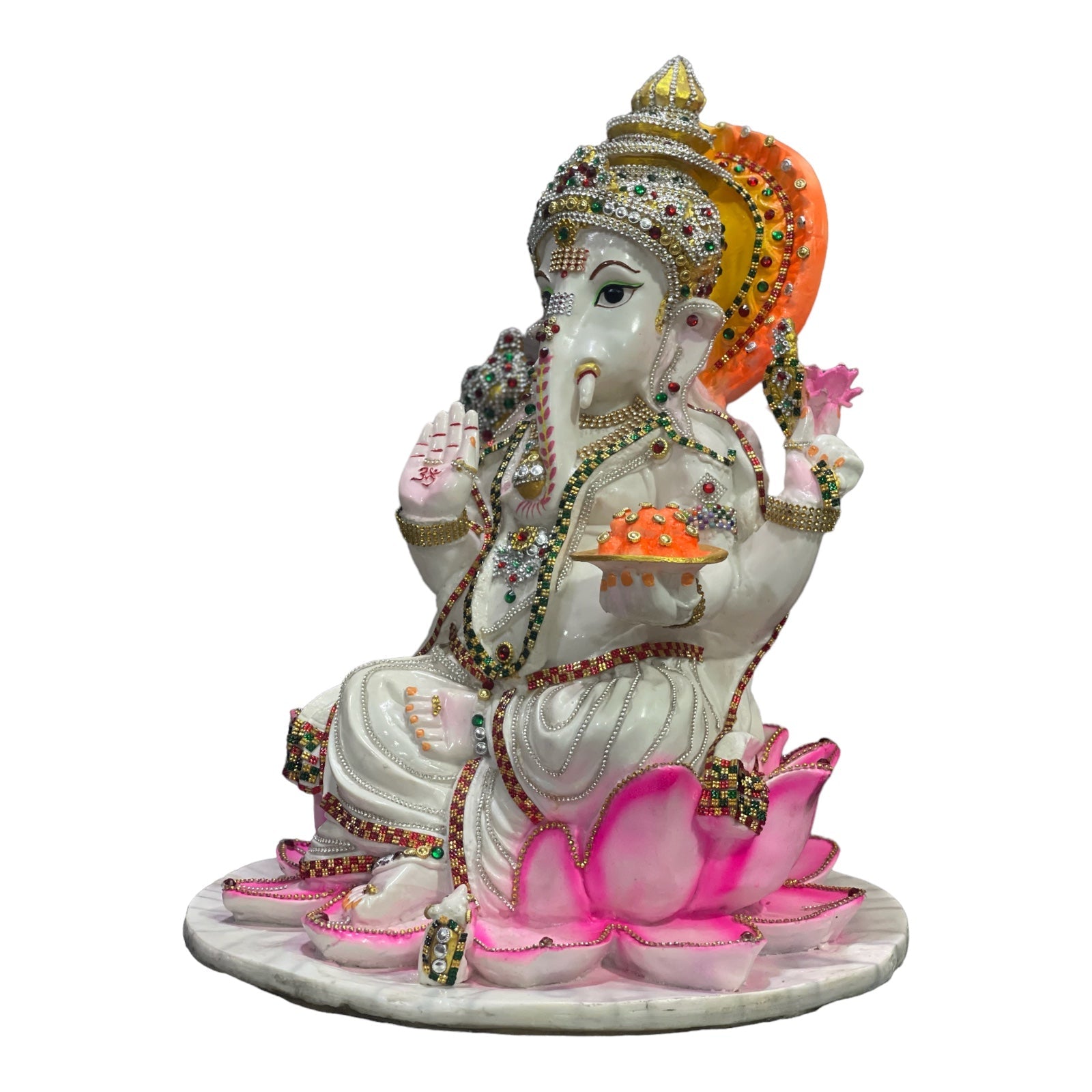Kamal Ganesha White Marble Look Ganesha Idol decorative Zaircon, Murti H – 47.5 cm