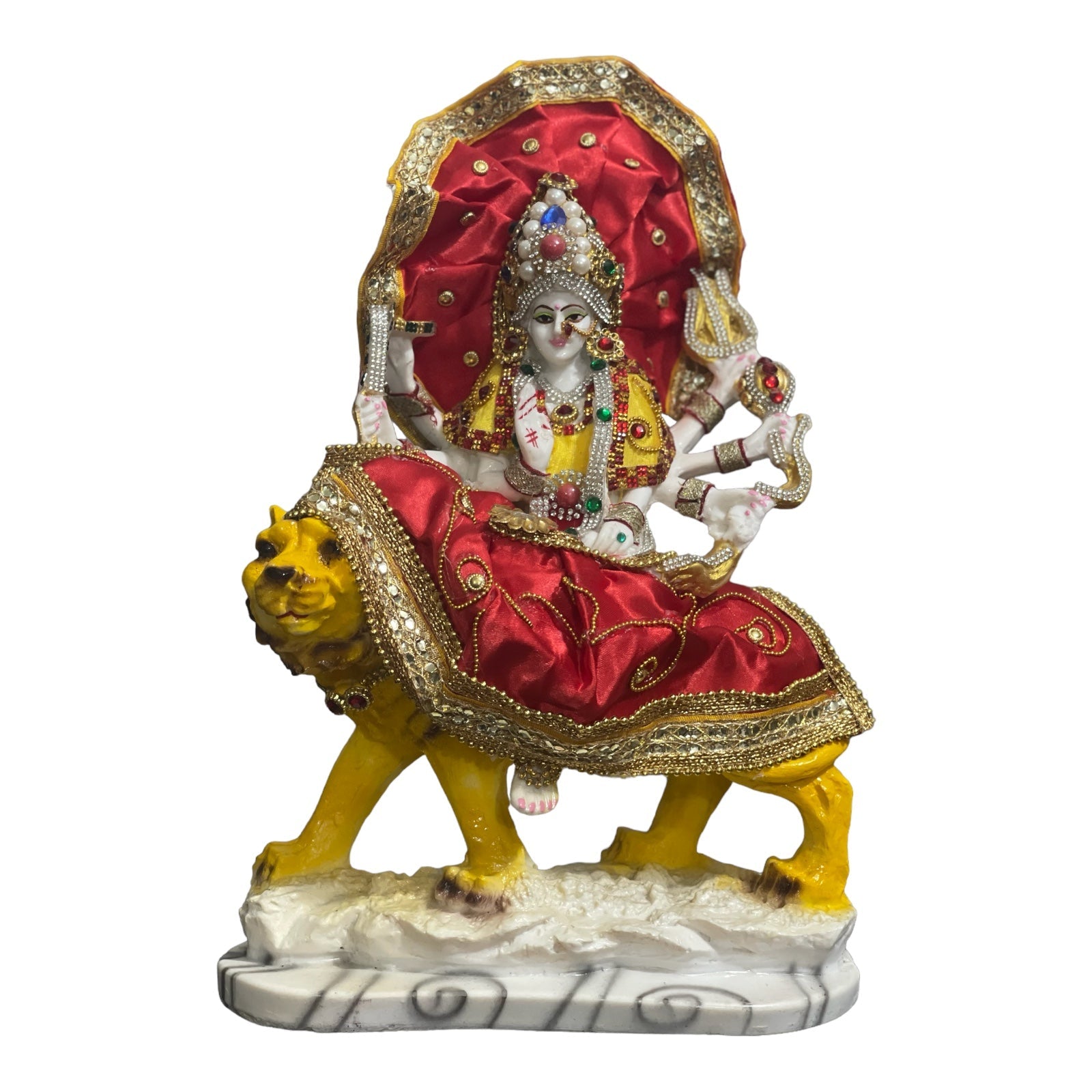Maa Sherawali Jagdambe Durga Ji Mata Ji Costume Idol Marble Look Murti H 31 cm