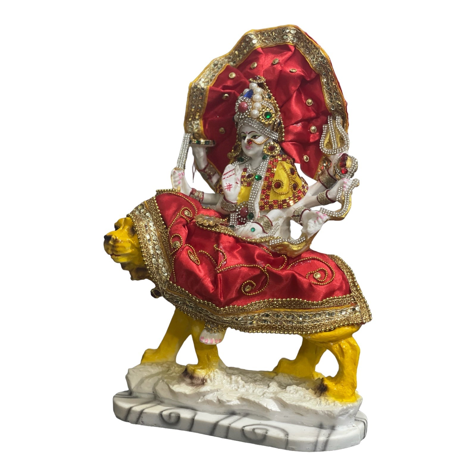 Maa Sherawali Jagdambe Durga Ji Mata Ji Costume Idol Marble Look Murti H 31 cm