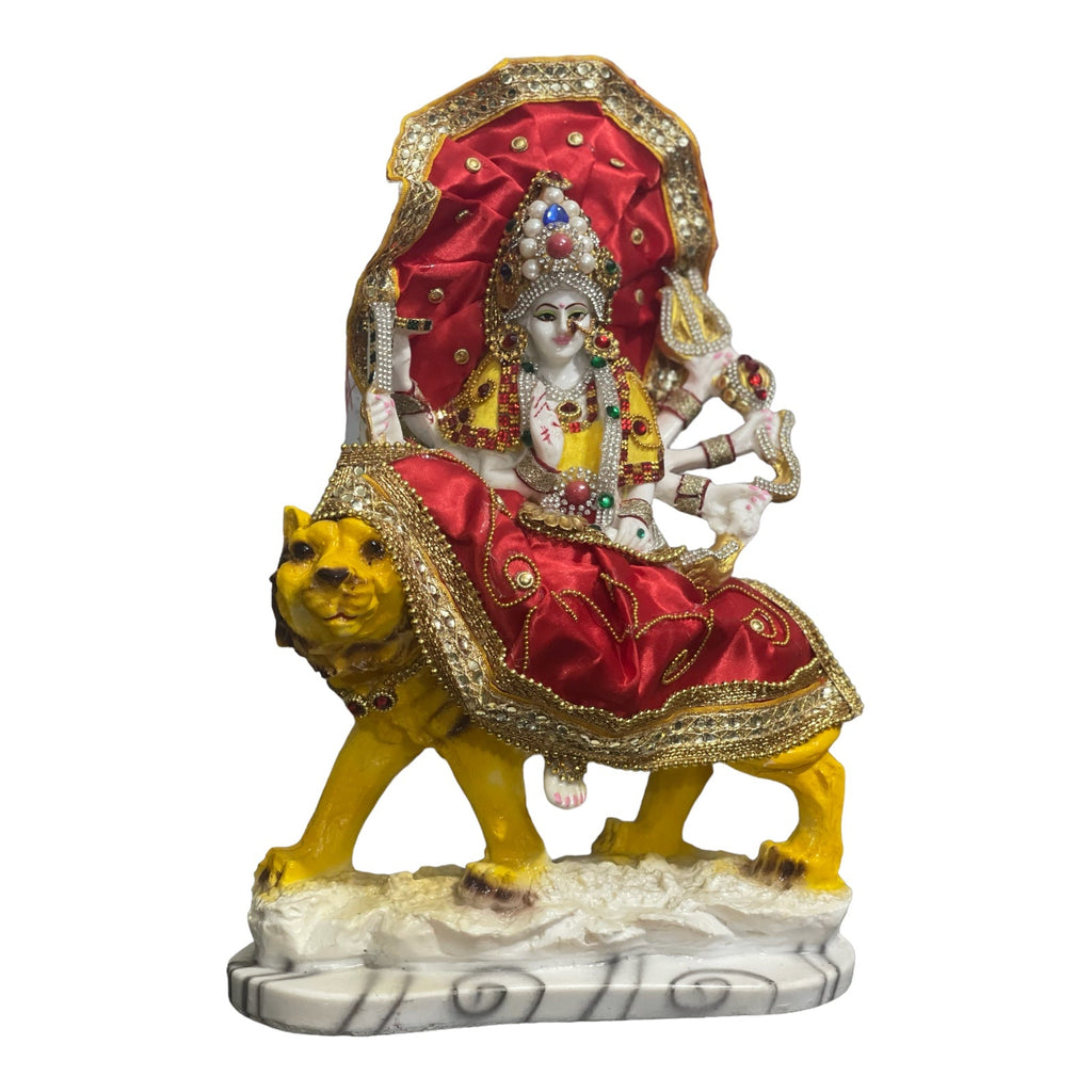 Maa Sherawali Jagdambe Durga Ji Mata Ji Costume Idol Marble Look Murti H 31 cm