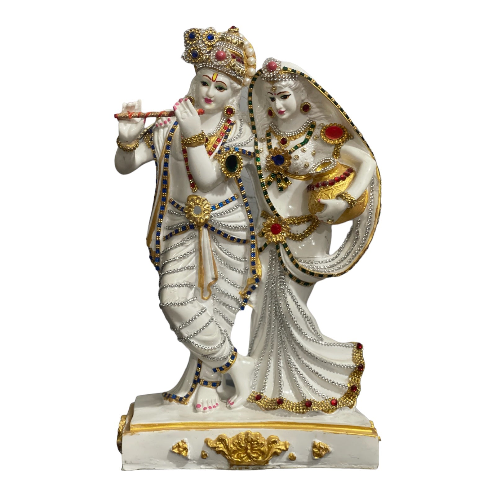 Lord Radha Krishna Marble Statue Radha Matki Murti for Home Pooja Gift Home Decoration H -40 cm