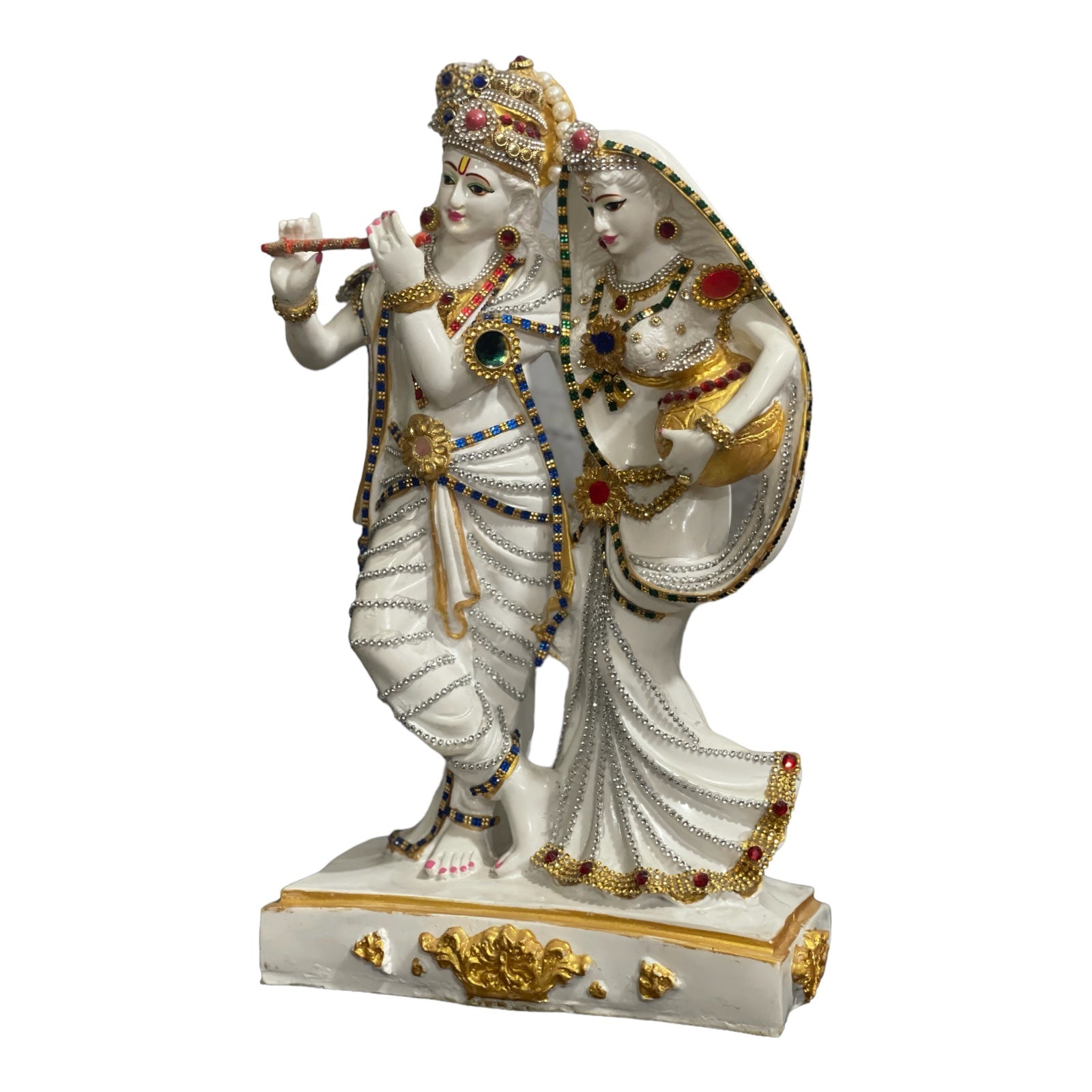 Lord Radha Krishna Marble Statue Radha Matki Murti for Home Pooja Gift Home Decoration H -40 cm