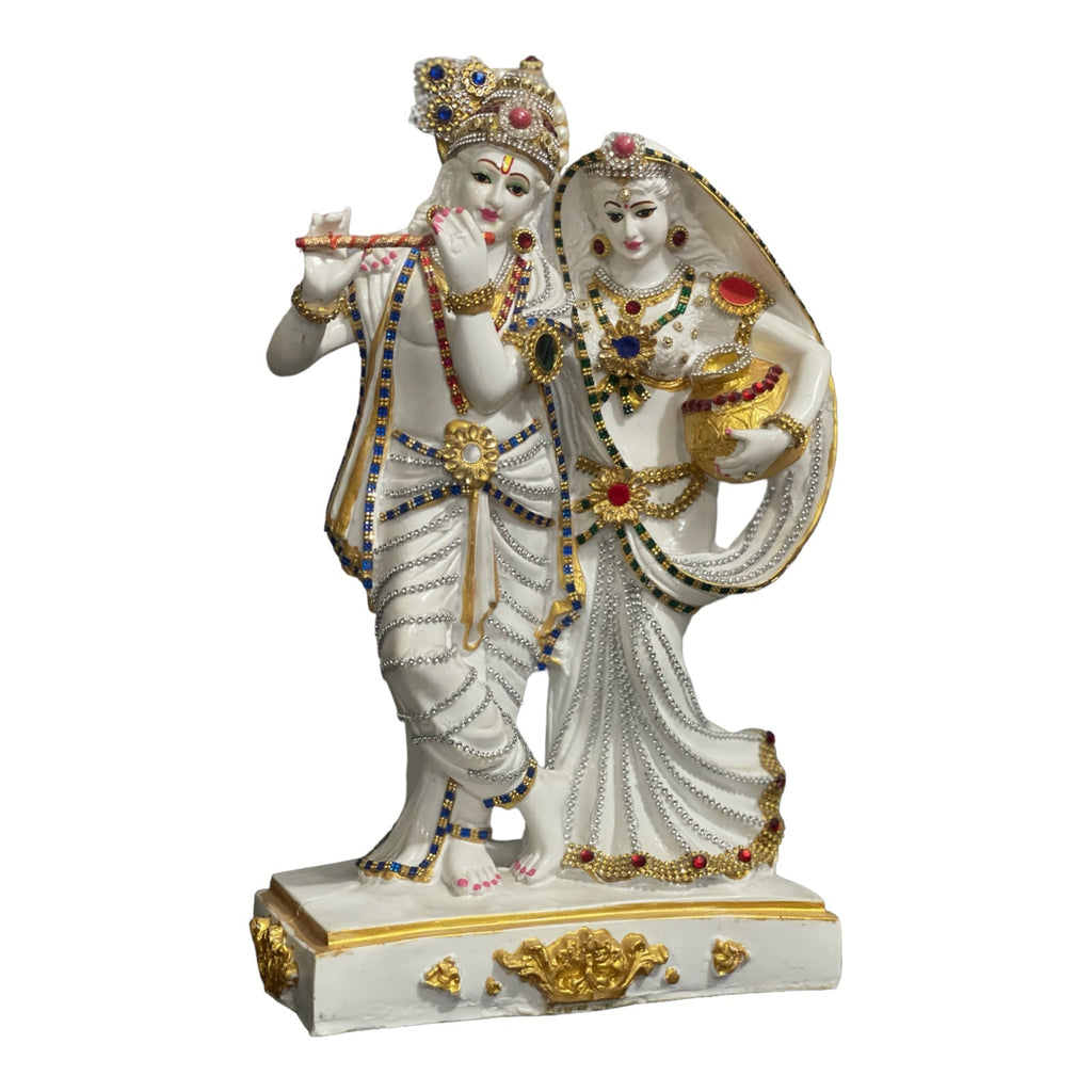 Lord Radha Krishna Marble Statue Radha Matki Murti for Home Pooja Gift Home Decoration H -40 cm