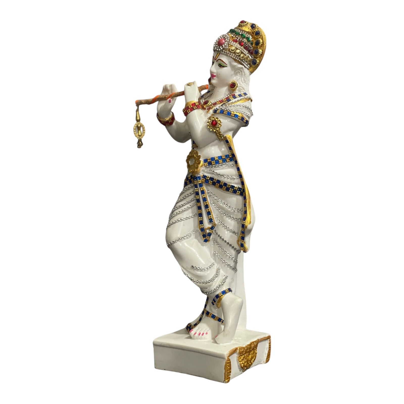 Standing Krishan Decorative Idol Marble Murti Statue Height- 38 Cm