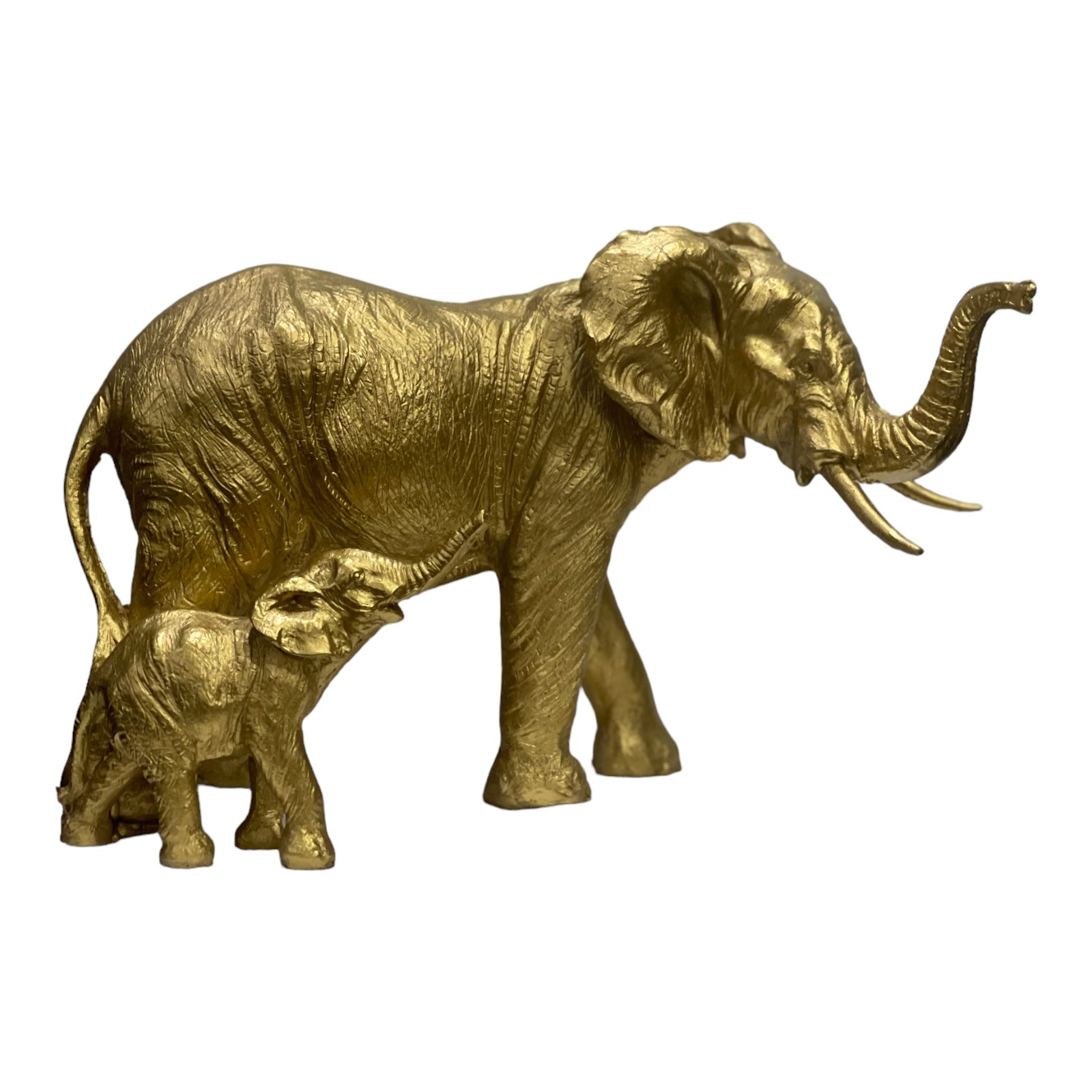 Antique Polyresin Mother And Baby Elephant Figurine Showpiece H 19 cm