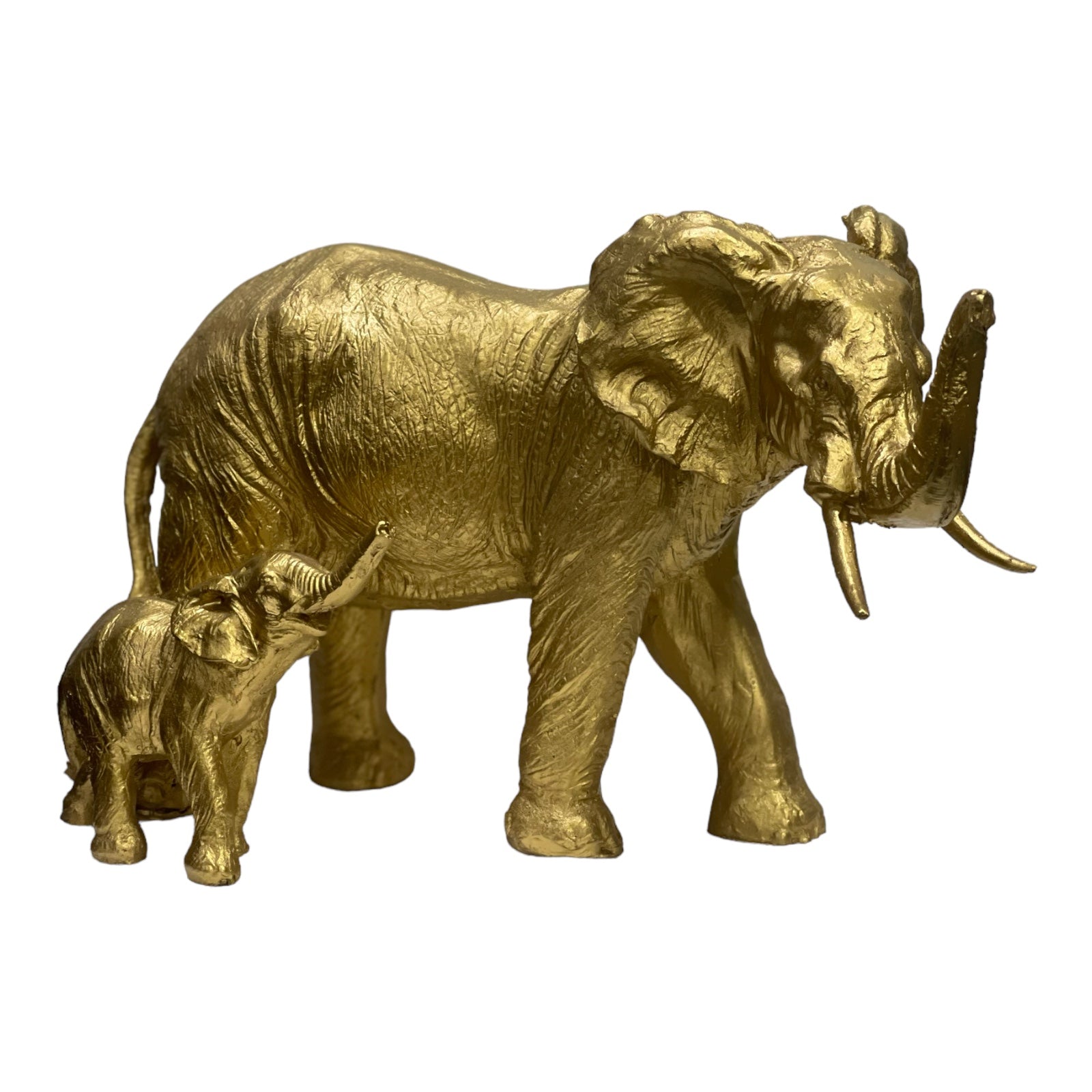 Antique Polyresin Mother And Baby Elephant Figurine Showpiece H 19 cm